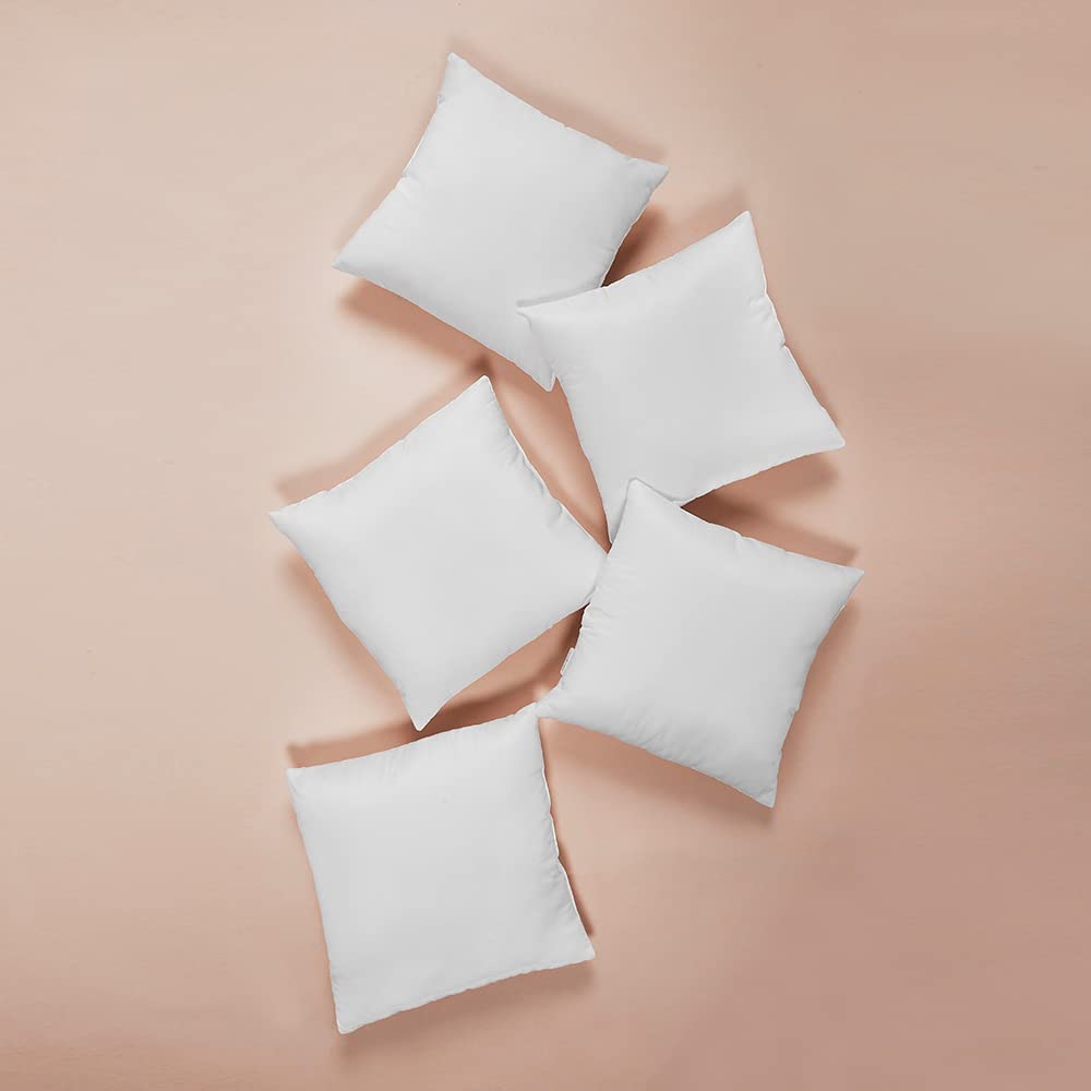 Wakefit Cushion for Sofa | Super Soft Fabric Cushion Pillow, Throw Pillow for Sofa | Premium Fresh Hollow Fibre Filling | 16x16 Inches | White | Set of 5