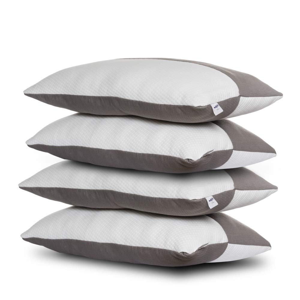 WOODWHITE Reversible Hypoallergenic Microfiber Pillows Set of 4 | Height Adjustable & Long Lasting | Big Size & Shape | Soft & Cozy for Pillow 18 x 28 Inch - Blue & Cream.