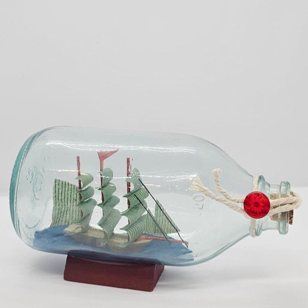 Mini Ship in a Glass Bottle Decorative Showpiece | Gift for Him/Her, Valentine Decor, Home, Office, Desk, Car Dashboard, Cake Topping Gift for Bedroom & Home Decor