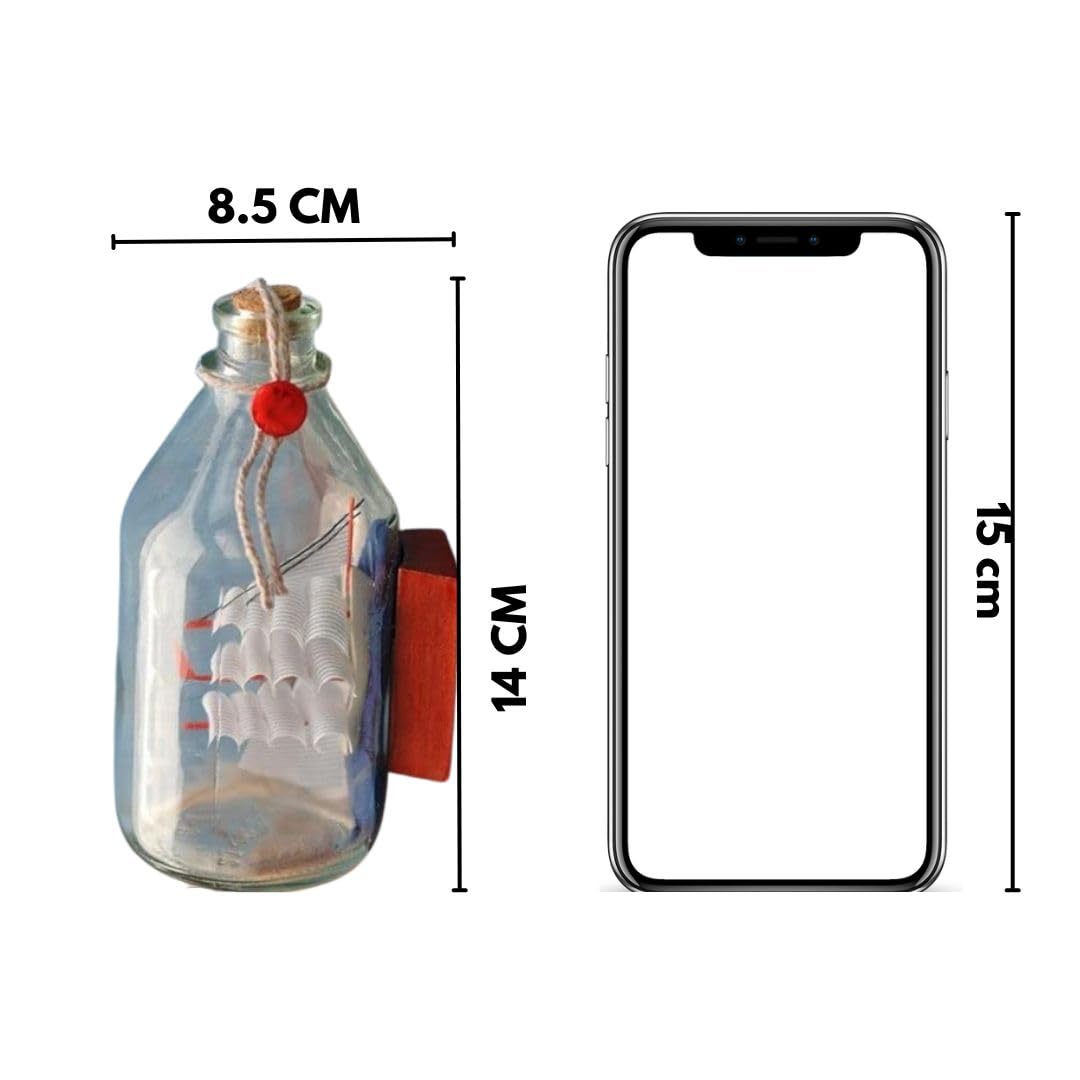 Mini Ship in a Glass Bottle Decorative Showpiece | Gift for Him/Her, Valentine Decor, Home, Office, Desk, Car Dashboard, Cake Topping Gift for Bedroom & Home Decor