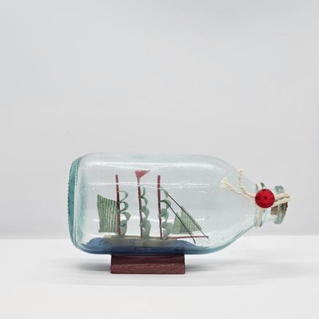 Mini Ship in a Glass Bottle Decorative Showpiece | Gift for Him/Her, Valentine Decor, Home, Office, Desk, Car Dashboard, Cake Topping Gift for Bedroom & Home Decor