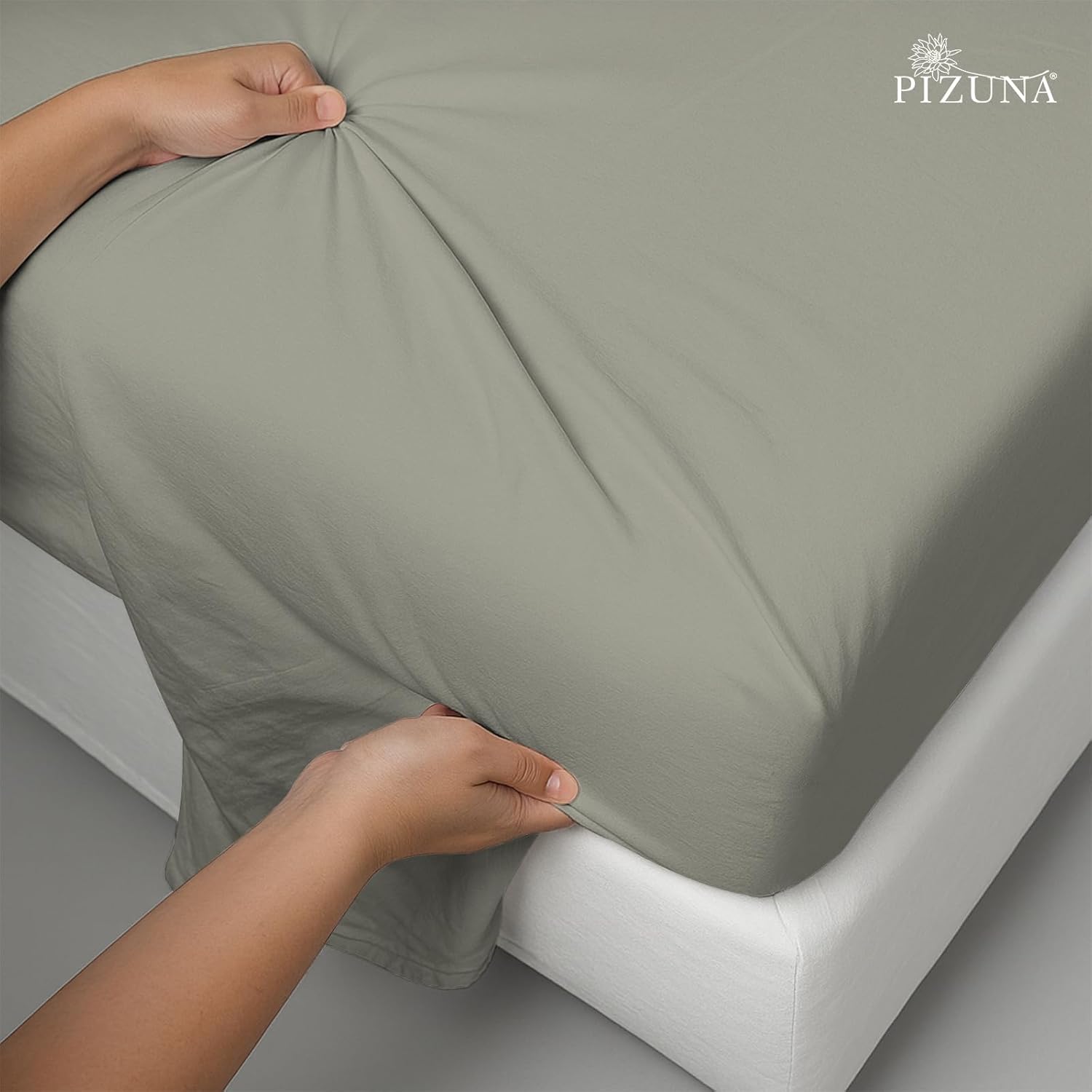 Pizuna 100% Cotton King Size Bedsheet 6 Feet, 400 Thread Count Long Staple Cotton Bedsheets for King Size Bed 100x108 Inch with 2 Pillow Covers, Dusty Blue Bedsheet for King Size Bed (Cotton Bedsheet)