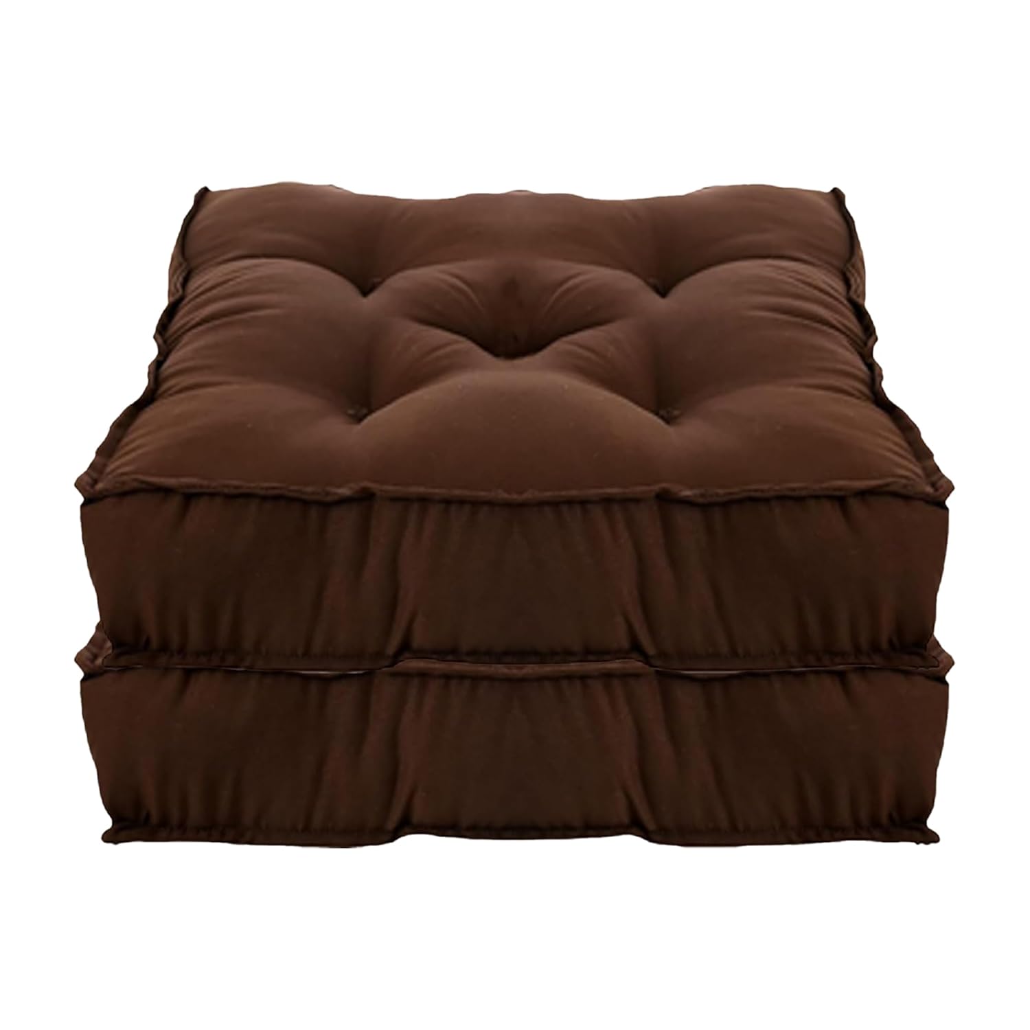 Kuber Industries Pack of 2 Square Chair Pad/Cushion|Quilted Microfiber Fabric & Solid Color|Soft & Comfortable Sitting|Size 45 x 45 x 7 CM (Brown)