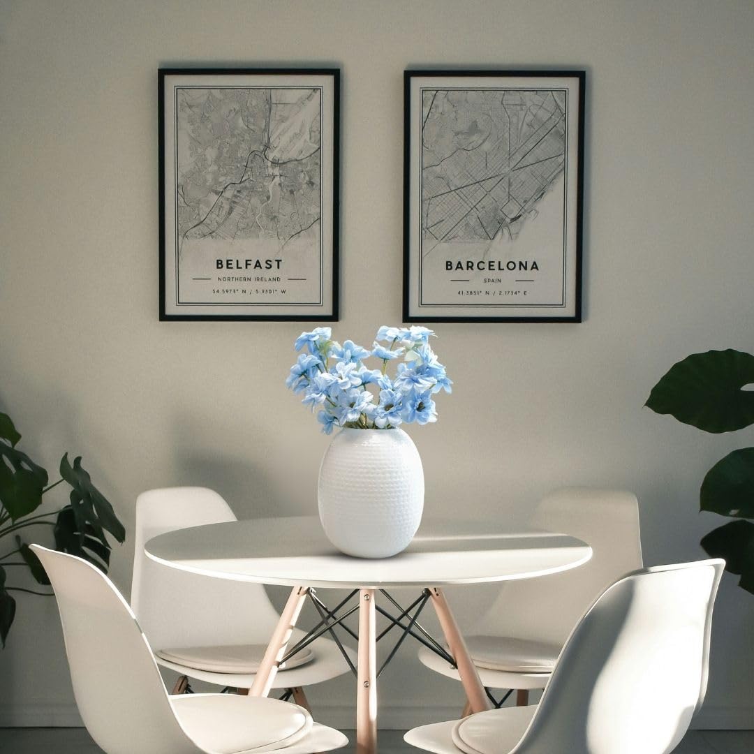 White Metal Hammered Oval Shape Vase for Home Decor Decoratives for Indoor Outdoor Living Room Balcony | Best Gift for Birthday Anniversary Festival | 1 Large Pcs (Flower not Included)