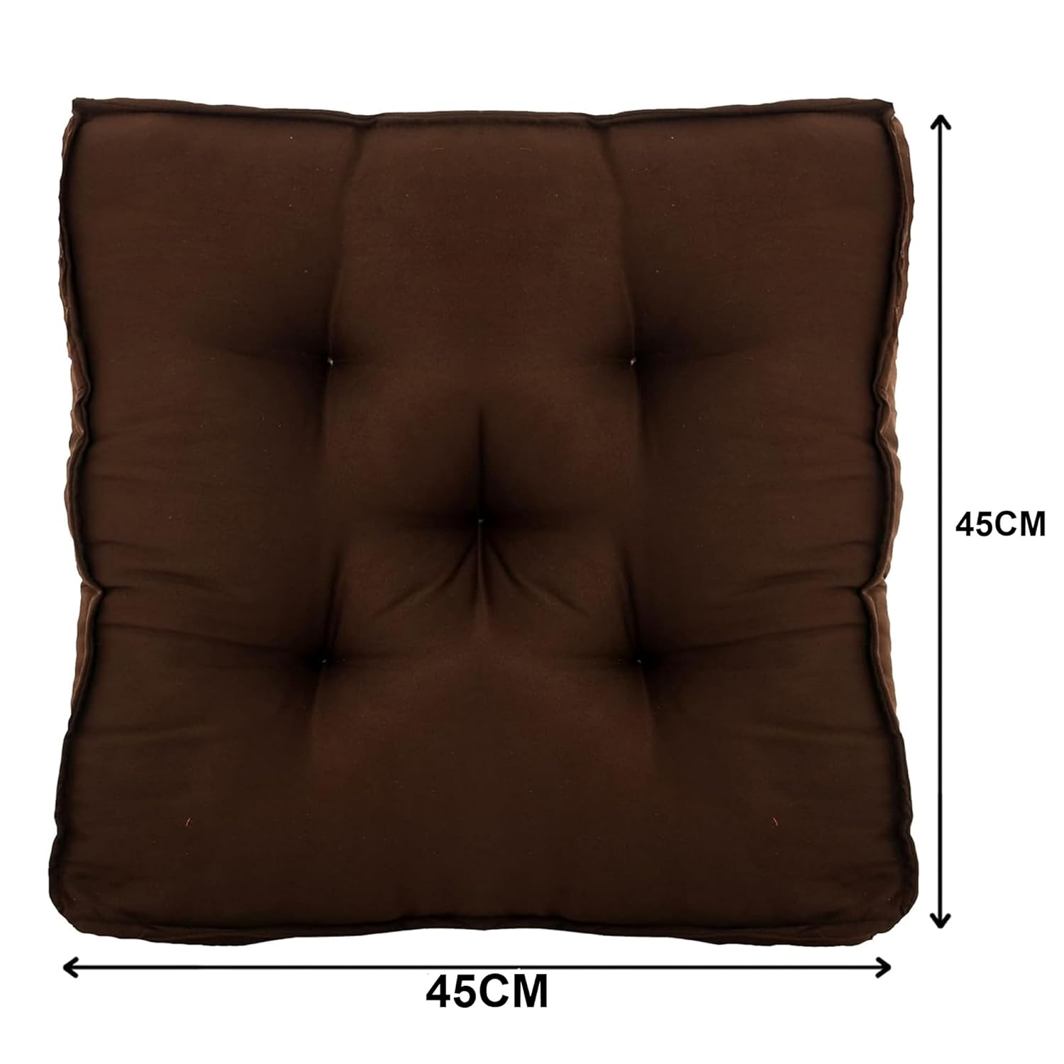Kuber Industries Pack of 2 Square Chair Pad/Cushion|Quilted Microfiber Fabric & Solid Color|Soft & Comfortable Sitting|Size 45 x 45 x 7 CM (Brown)