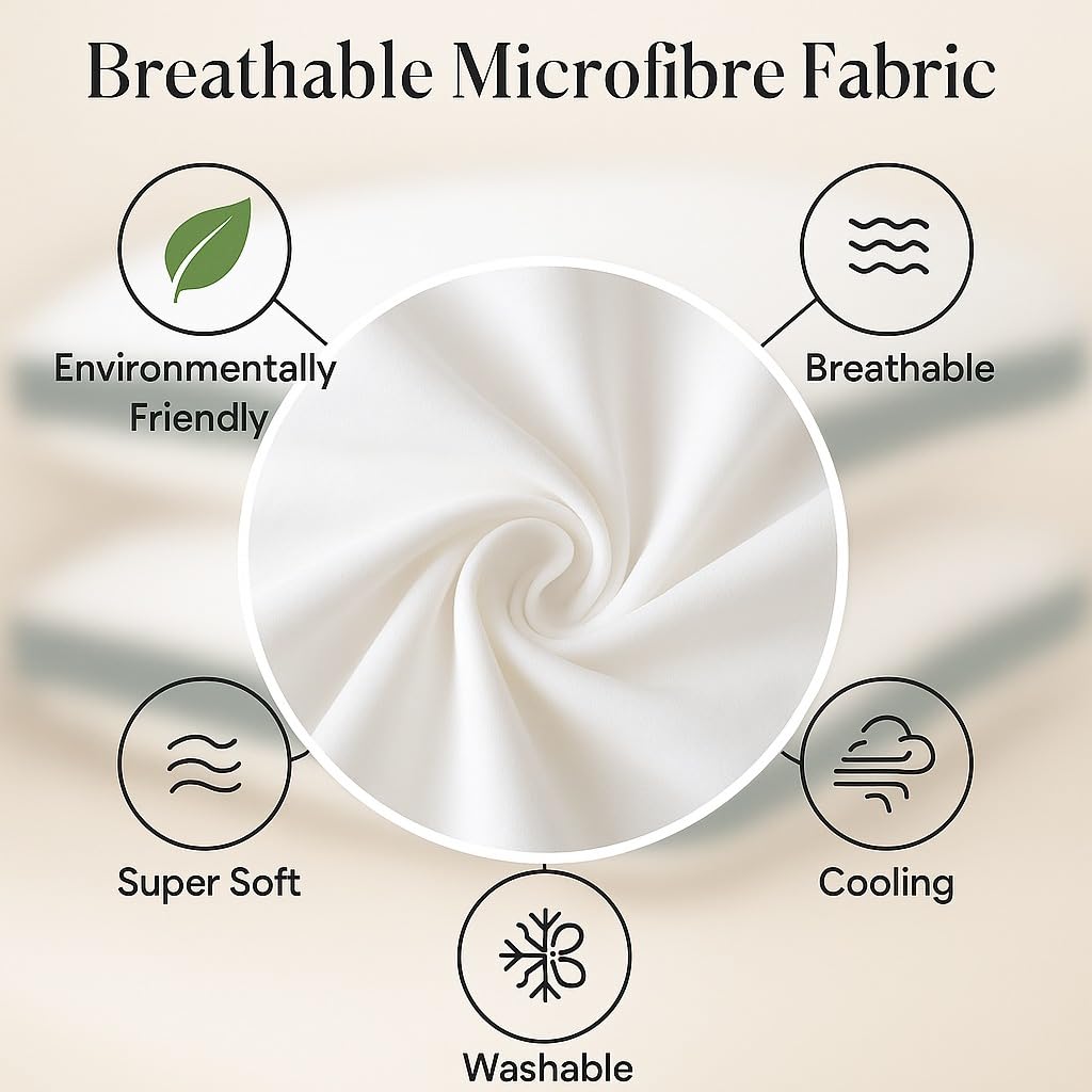 Nestro Premium Set of 2 Gusset Pillow for Sleeping, Soft and Luxury Queen Size Bed White Microfiber Pillows |Neck Support, Machine Washable