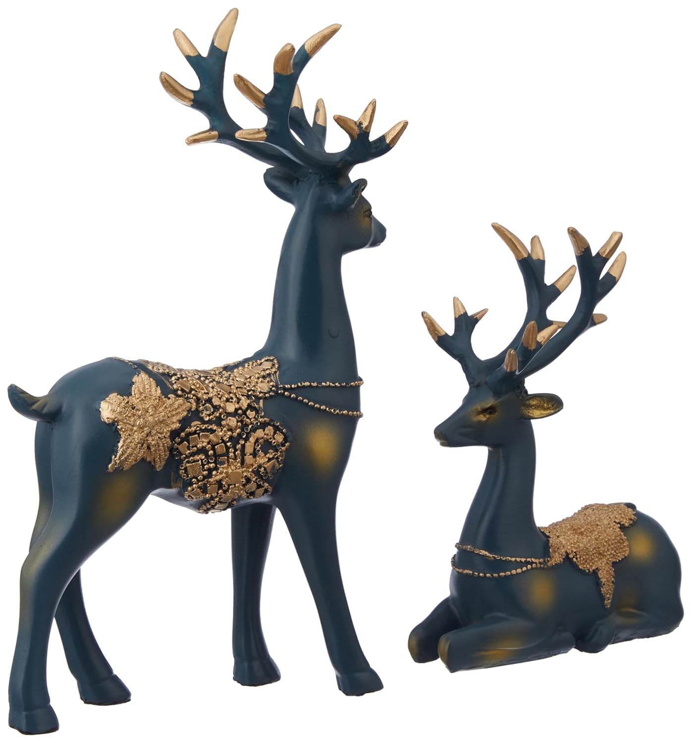 Creative Resin Golden Reindeer Sculptures | Beautiful Home Decor Handicraft Resin | Elevates Energy of Your Room (Pack of 2, Blue)