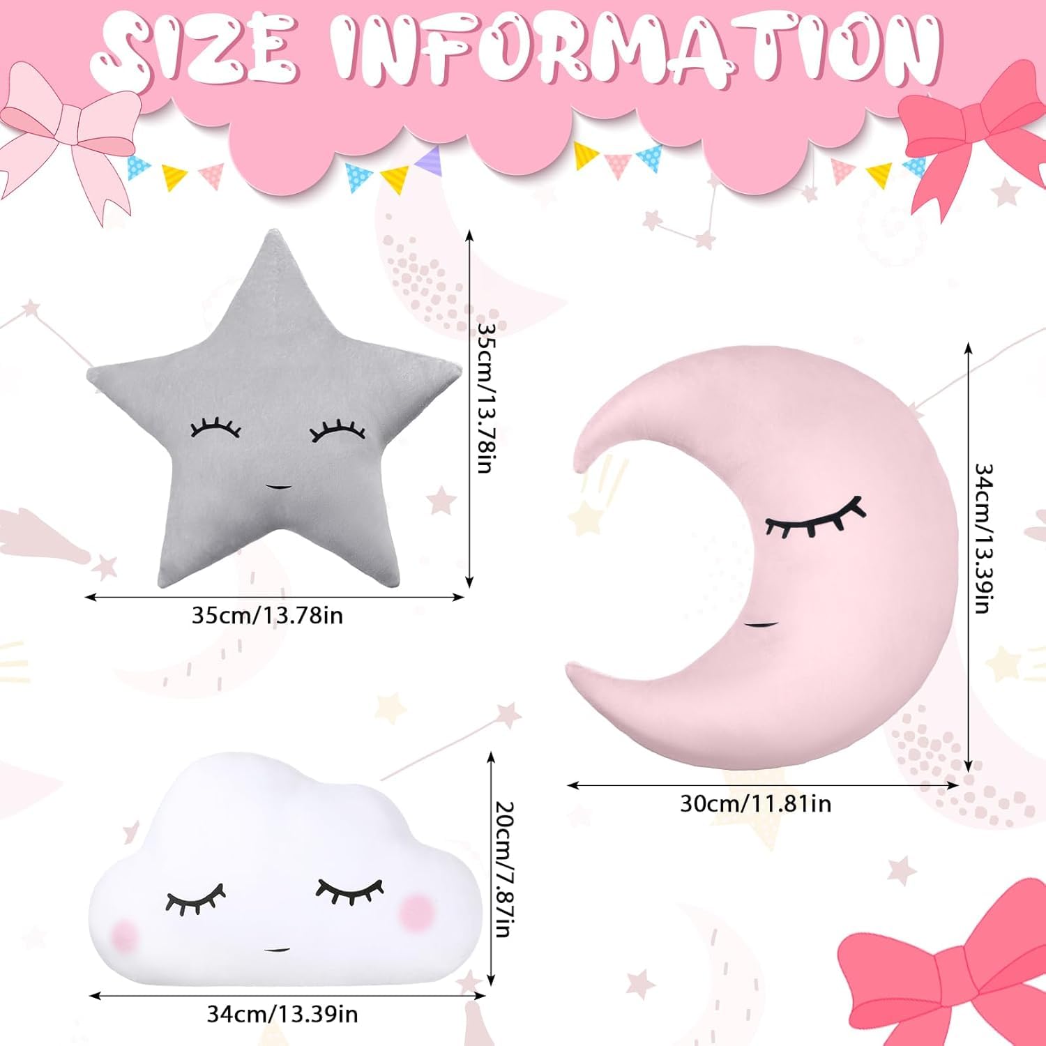 4 Pcs Star Moon Cloud Cushions | Cushion Combos for Home Decore | Kid Room Decore Cushions | Cute Shape Pillow Set | Fur and Velvet Stuff Pillow Set (Pack of 1)