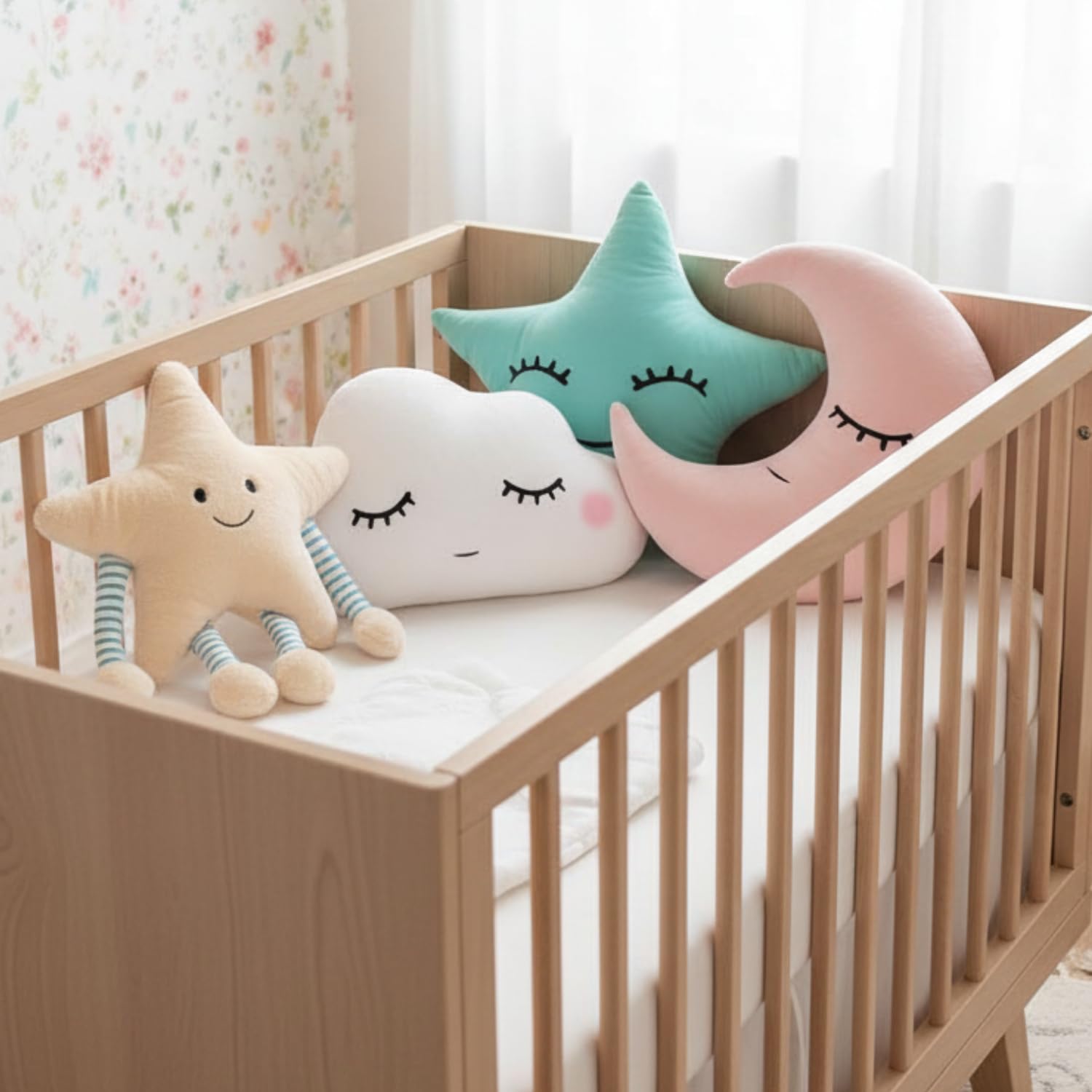 4 Pcs Star Moon Cloud Cushions | Cushion Combos for Home Decore | Kid Room Decore Cushions | Cute Shape Pillow Set | Fur and Velvet Stuff Pillow Set (Pack of 1)