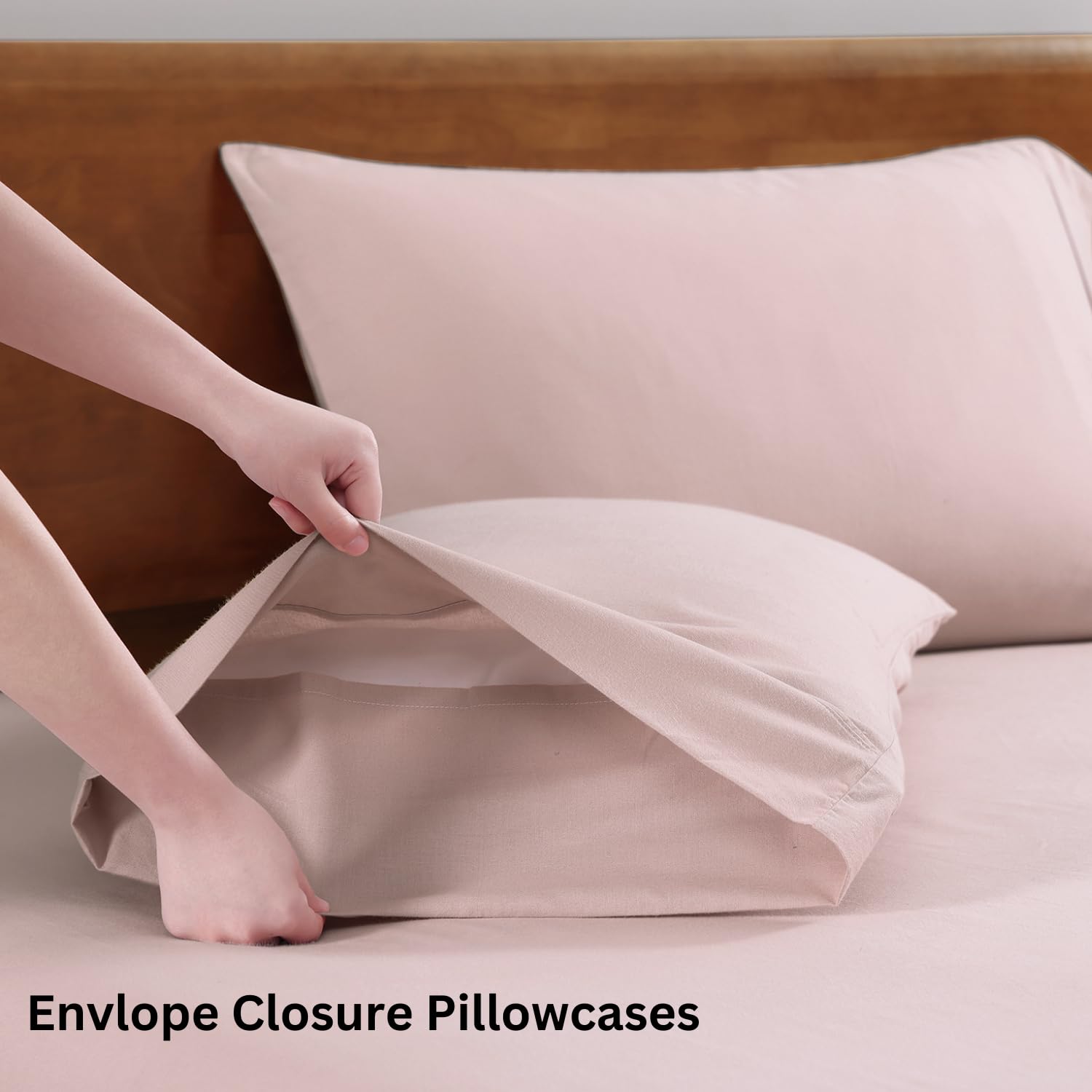 LANE LINEN 100% Organic Cotton Bedsheet Set for Double Bed, Oeko-TEX Certified, Soft, Breathable & Comfortable Fabric, Machine Washable, Includes 1 Flat Sheet & 2 Pillow Covers - Sepia Rose