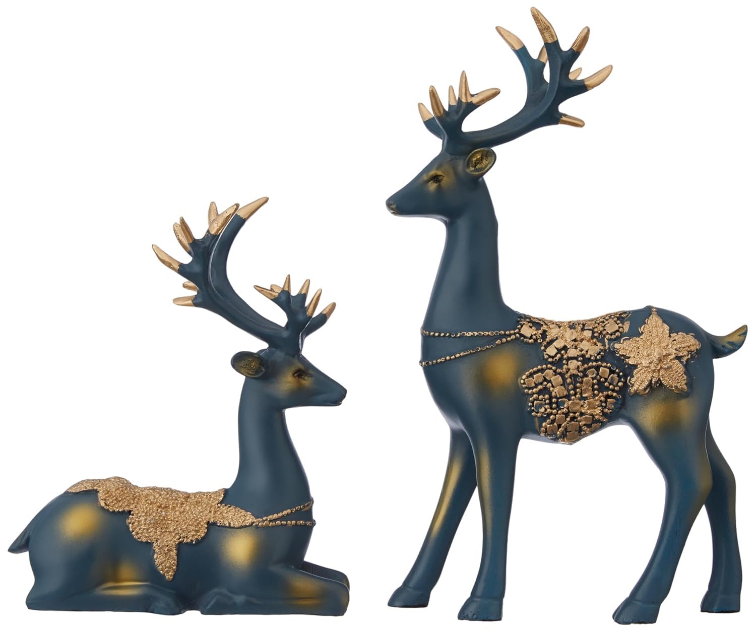Creative Resin Golden Reindeer Sculptures | Beautiful Home Decor Handicraft Resin | Elevates Energy of Your Room (Pack of 2, Blue)