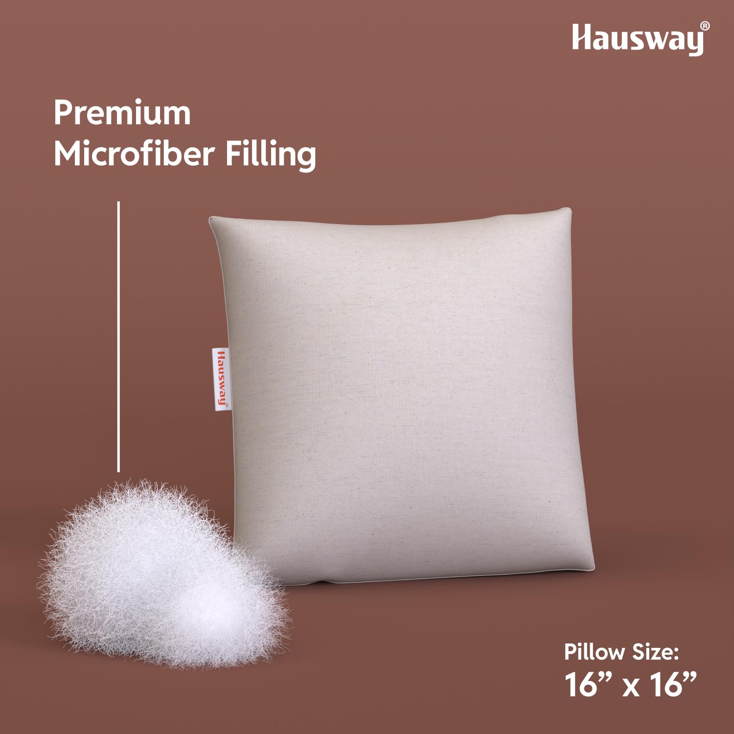 Cushion for Sofa | Microfiber Square Sofa Cushion for Bed | Soft & Fluffy Pillow for Comfort and Back Support | Breathable & Washable, Cotton Canvas Pack of 5 [16" x 16"]