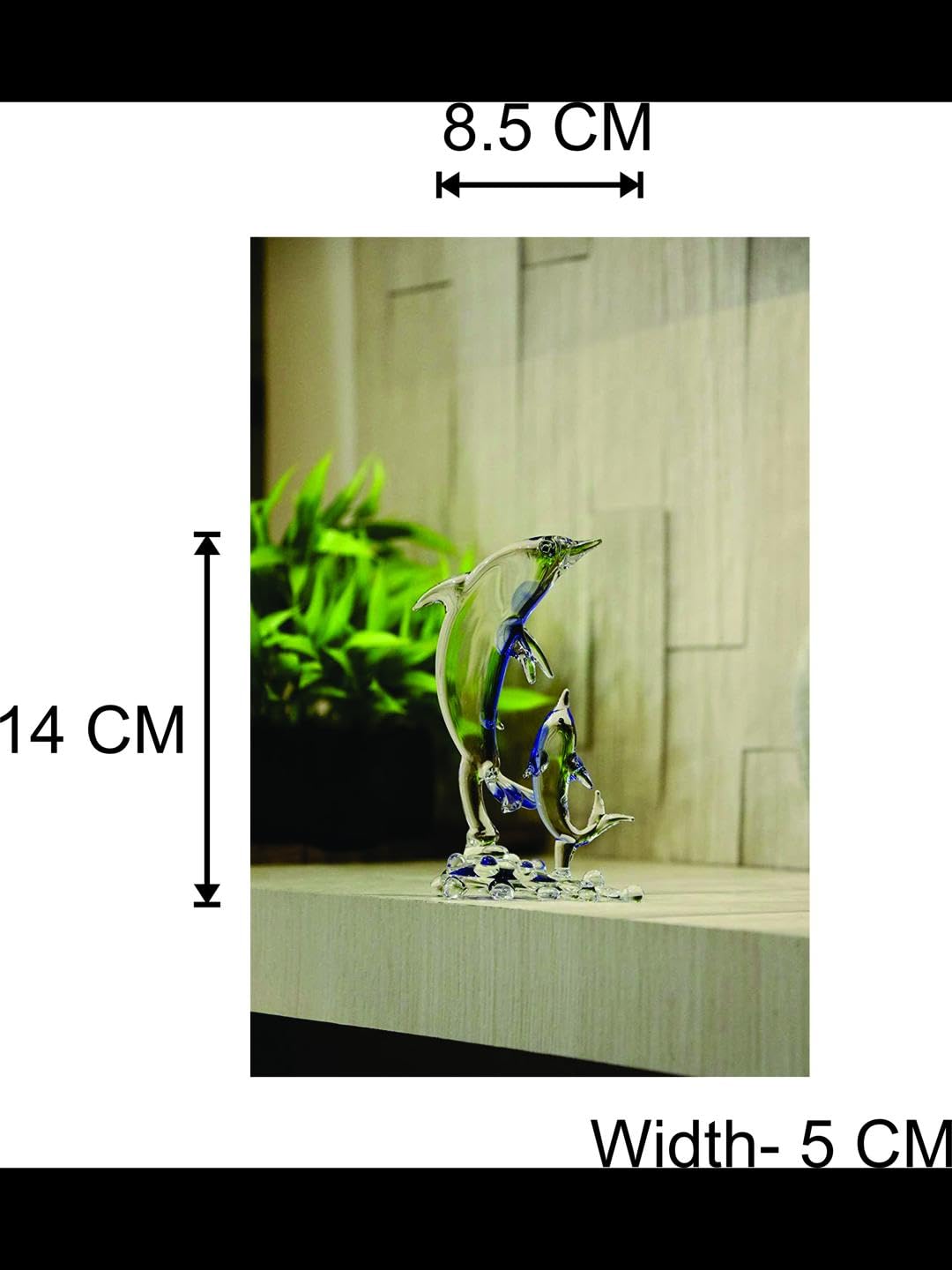 Somil Handcrafted Crystal Glass Dolphin Showpiece – Mother & Baby Dolphin Figurine, Blue & Clear,Decorative Gifting for Home, Office, Table, Ideal Gift Pack of 1