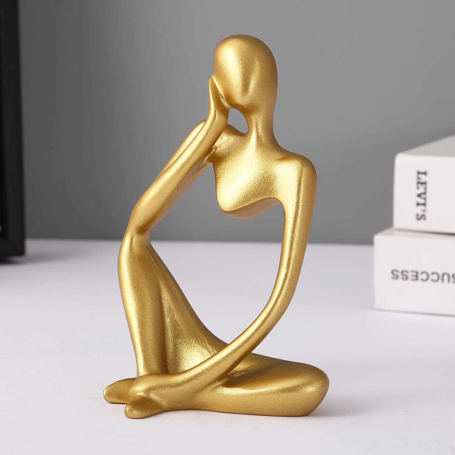 Decorative Abstract Thinker Men Statue Set of 3 Modern Art Showpiece Sculpture(Fantasy,Gold,13CmX6Cm) Decoration Items for Home Decor Living Room Bedroom Bookshelf Table Office-Resin