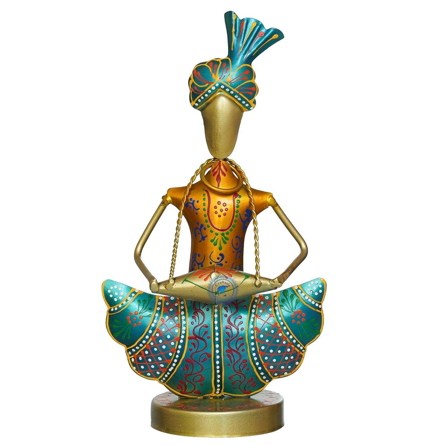 Metal Rajasthani Musicians Set of 2 Showpiece, Table Decorative Items, Decorative Items for Home,Antique Gift Items, Vintage Showpiece, Home Decoration Items. (Couple)