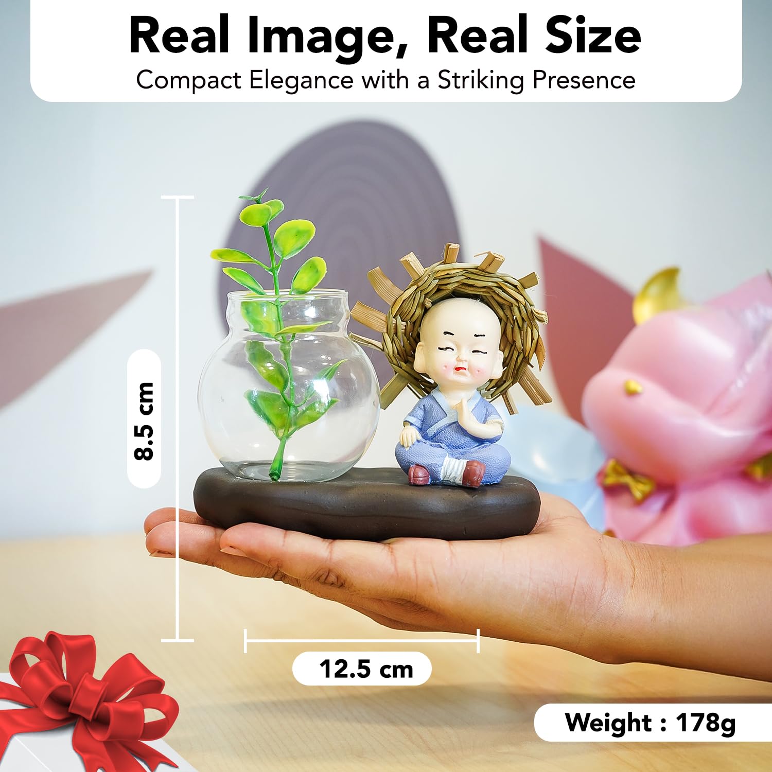 Buddha with Money Plant Planter Show Pieces for Home Decor | Cute Showpieces Gift Item for Decoration | Center Table Tv Showcase Shelf Office Interior Statue Figurines