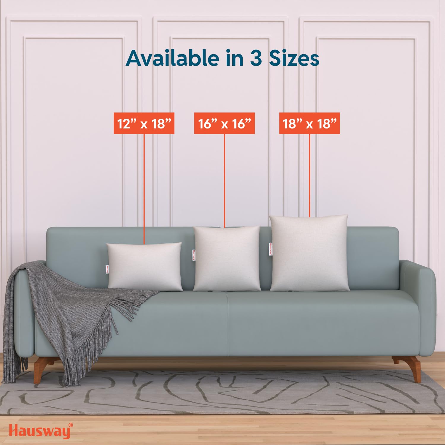 Cushion for Sofa | Microfiber Square Sofa Cushion for Bed | Soft & Fluffy Pillow for Comfort and Back Support | Breathable & Washable, Cotton Canvas Pack of 5 [16" x 16"]