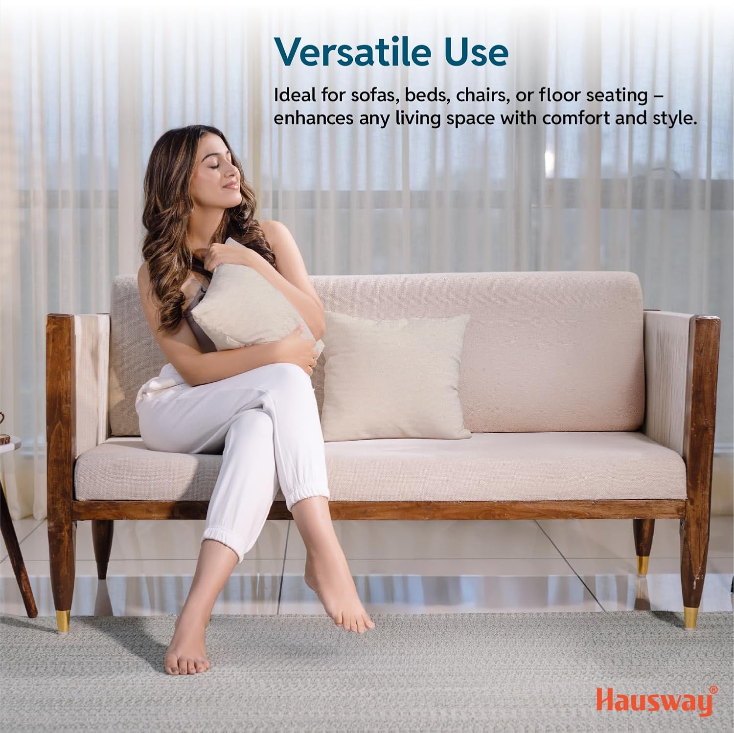 Cushion for Sofa | Microfiber Square Sofa Cushion for Bed | Soft & Fluffy Pillow for Comfort and Back Support | Breathable & Washable, Cotton Canvas Pack of 5 [16" x 16"]