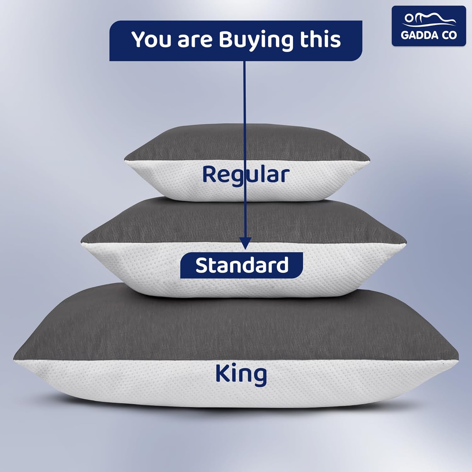 GADDA CO Hollow Sleeping Fiber Pillow with Zip | Set of 2| Height Adjustable Sleeping Bed Pillow, Soft and Fluffy | White and Grey, Standard Size with 3 Months Warranty