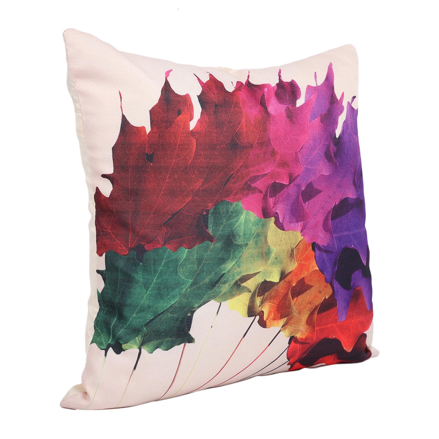 ROMEE Designer Floral Printed Cushion Covers 16 inch x 16 inch Set of 5 | Decorative Square Jute Throw Pillow/Cushion Cover for Living Room, Sofa, Couch, Bedroom (Multicolor)