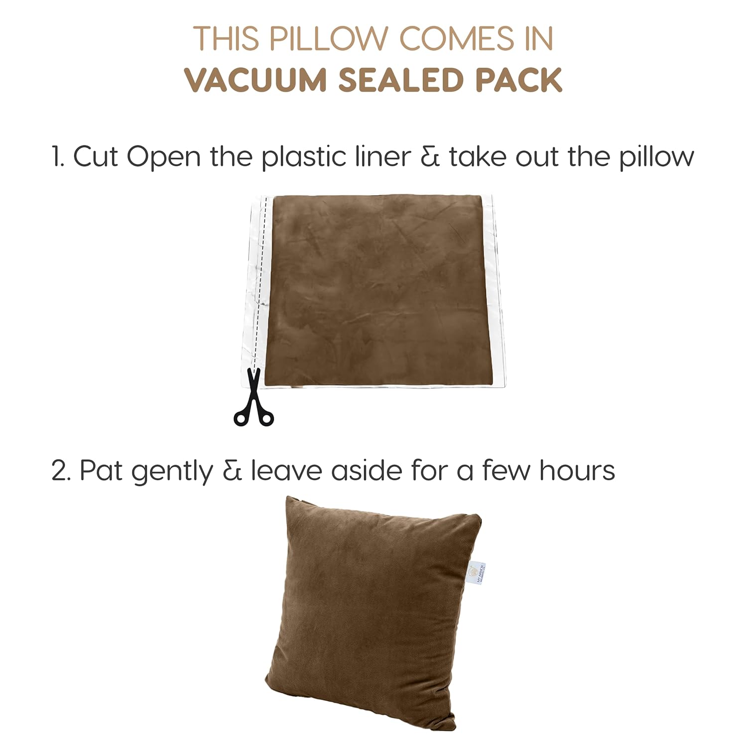 MY ARMOR Microfibre Cushion for Sofa | Set of 5 Soft & Fluffy Square Sofa Cushions | Decorative Sofa Pillows for Bed, Chair, Car & Living Room | Velvet Cover | Brown | 18 x 18 Inch