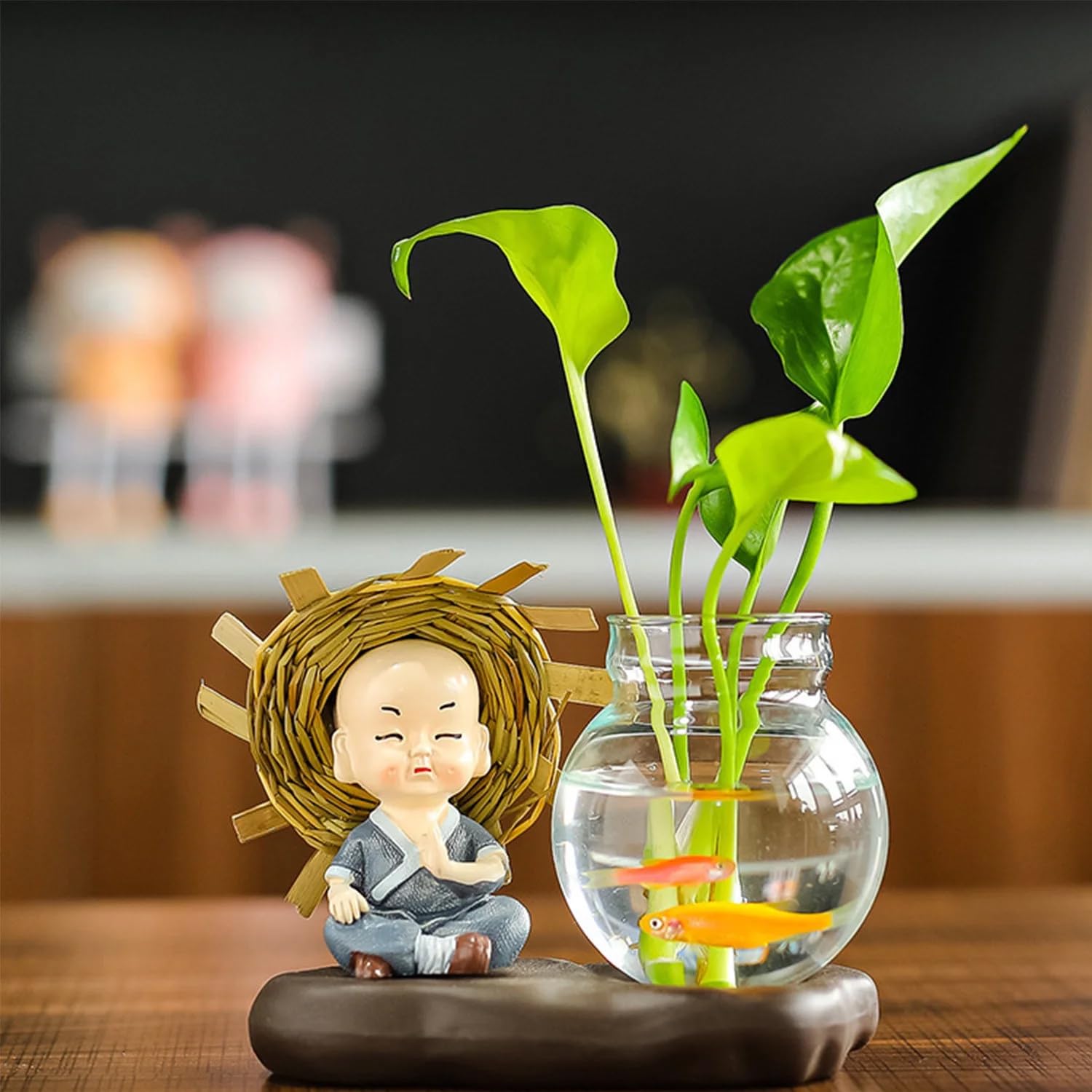 Buddha with Money Plant Planter Show Pieces for Home Decor | Cute Showpieces Gift Item for Decoration | Center Table Tv Showcase Shelf Office Interior Statue Figurines