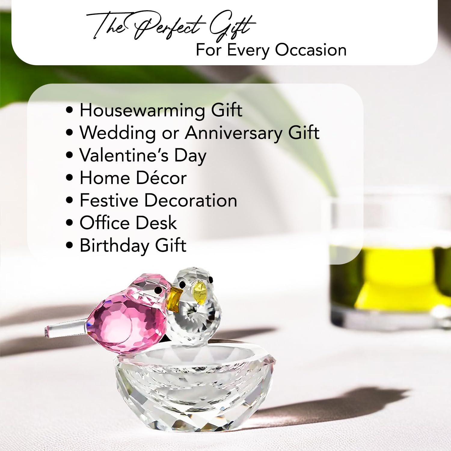 Crystal Birds Show Pieces for Home Decor Living Room Decorative Items | Glass Showpieces Gift Items for Decoration | Center Table Tv Showcase Office Desk Interior Statue Figurines