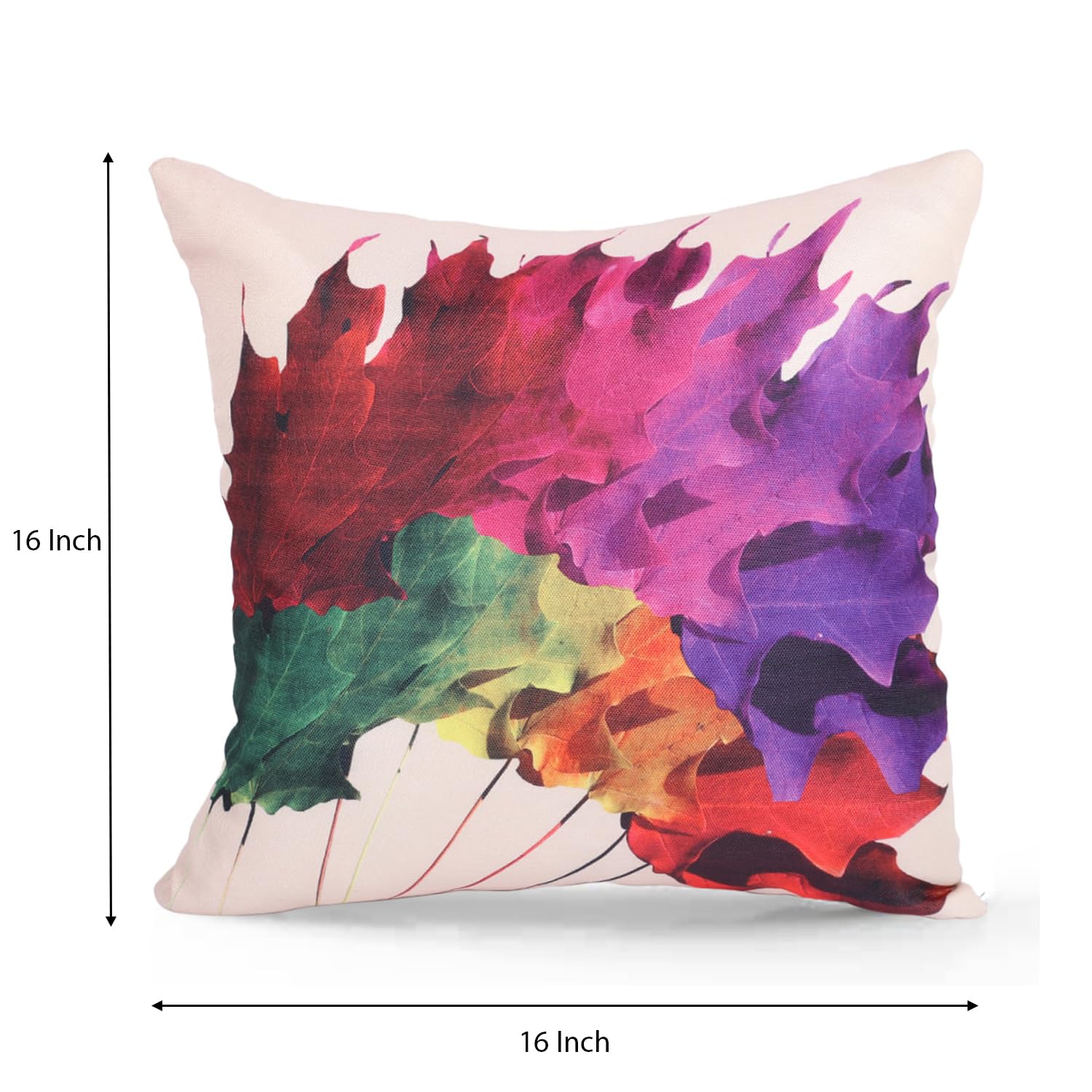 ROMEE Designer Floral Printed Cushion Covers 16 inch x 16 inch Set of 5 | Decorative Square Jute Throw Pillow/Cushion Cover for Living Room, Sofa, Couch, Bedroom (Multicolor)