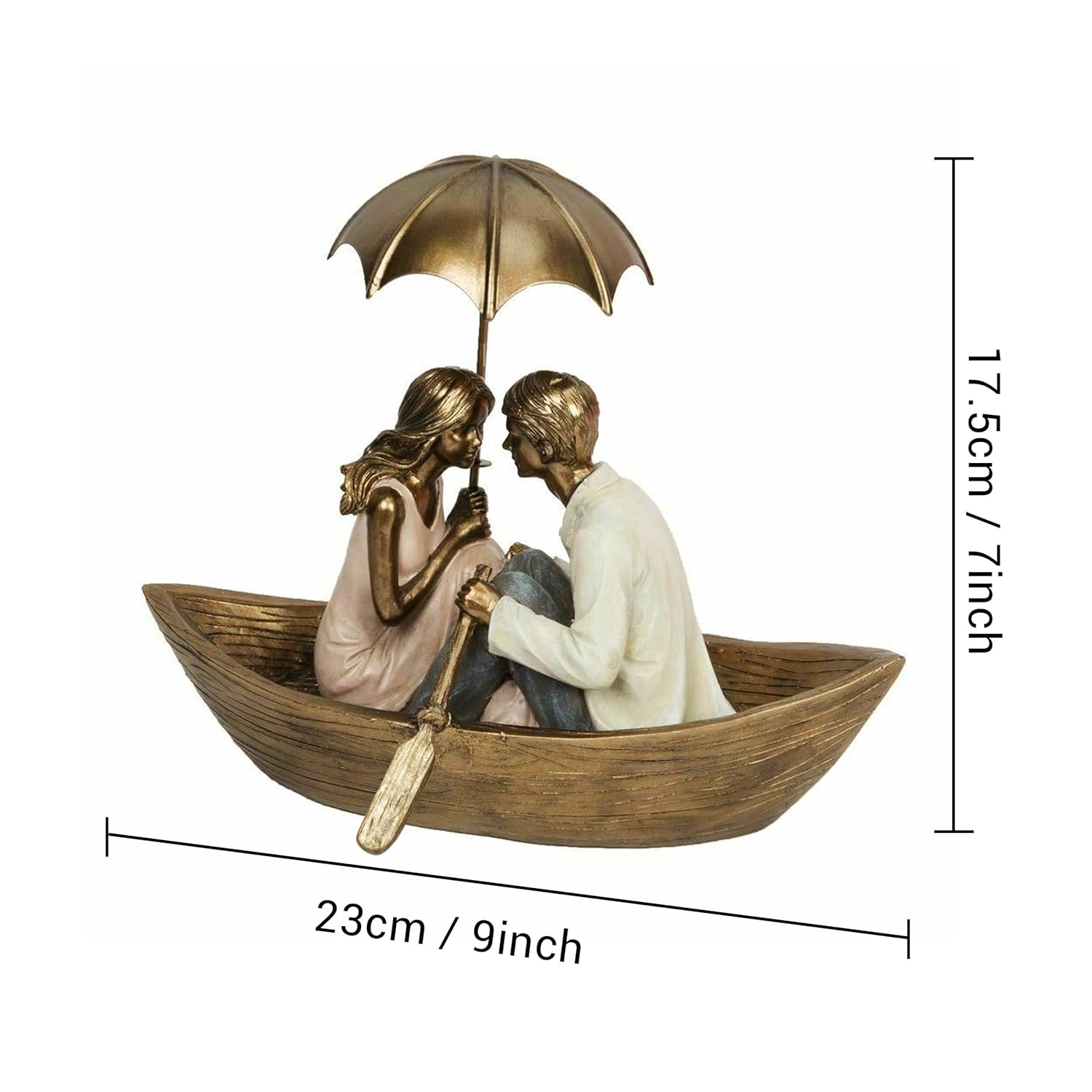 Valentine Gift for Girlfriend Boyfriend Husband Wife Girls Boys Birthday Wedding Anniversary Romantic Boat Couple Showpiece for Home Decor Living Room Table,23 Cm,5 Cm,Gold