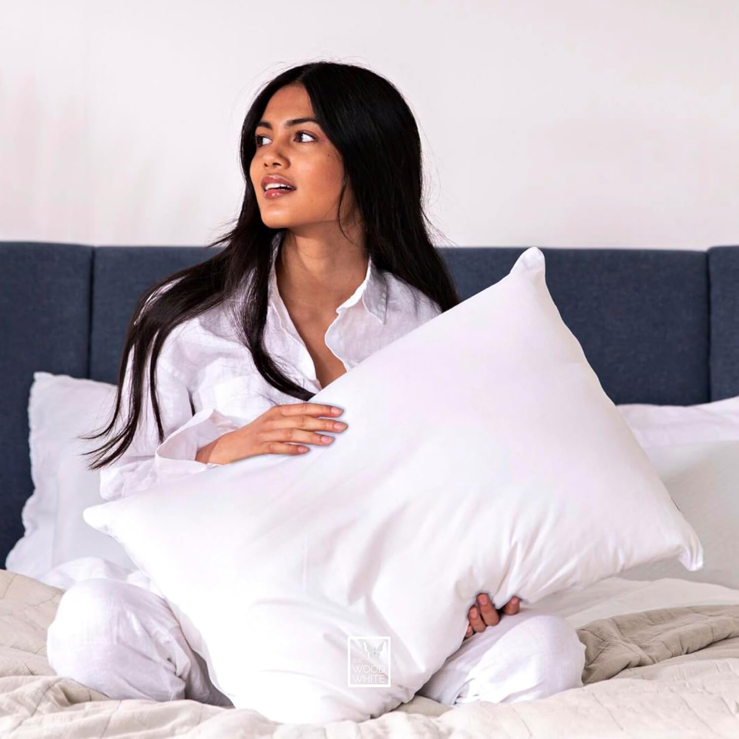WOODWHITE Microfiber Soft White Medium Firm Pillows Set of 4 in 17 x 27 Inches. Pillows for Every Sleep.