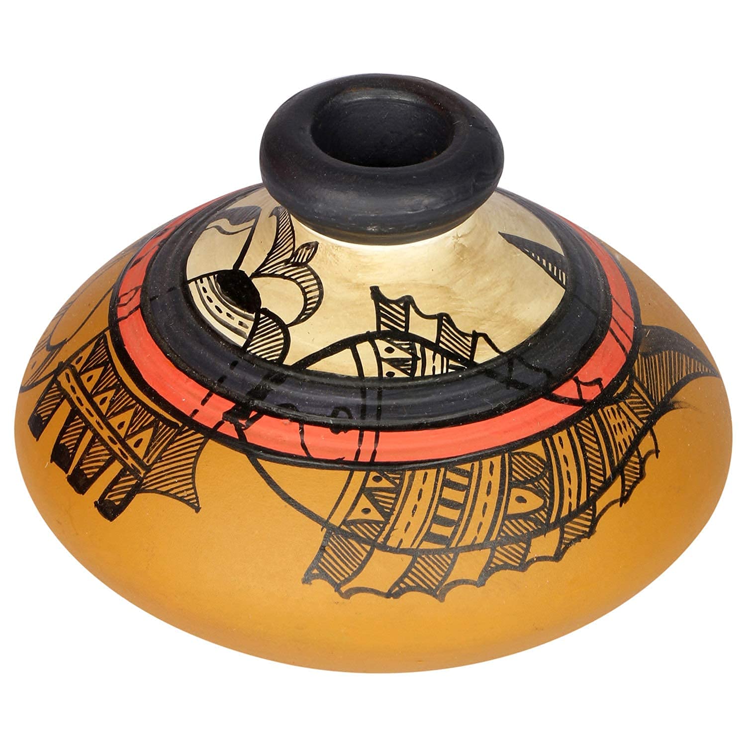 Yellow Handpainted Terracotta Flower Vase, Terracotta Decorative for Home Decor Earthen Flower Vases Pots for Home & Office (Set of 3)