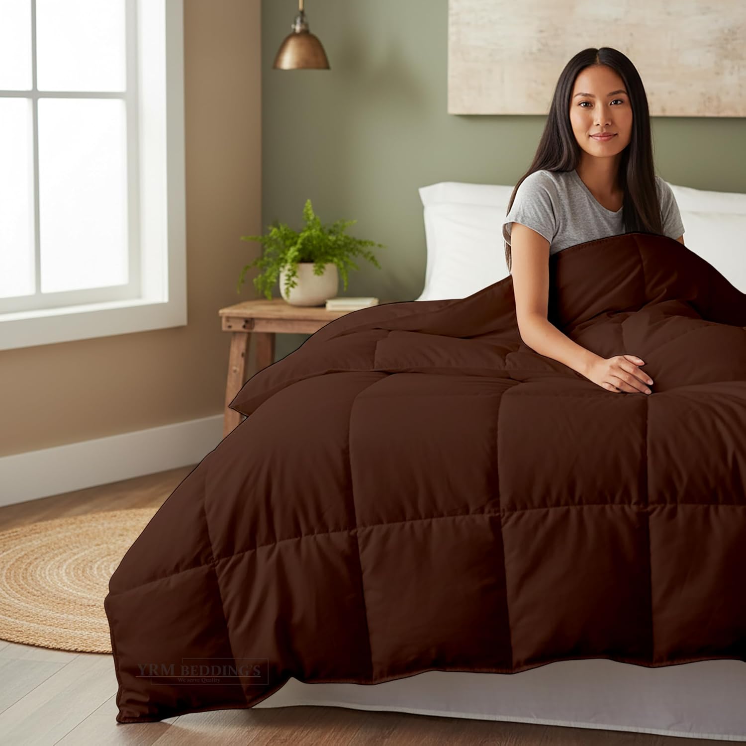 MHC -600 GSM Microfiber Comforter Set Double Bed (90x100 Inches) |Ultra Soft Warm,Durable Stitching, Lightweight|Blanket for Winter |Chocolate Brown