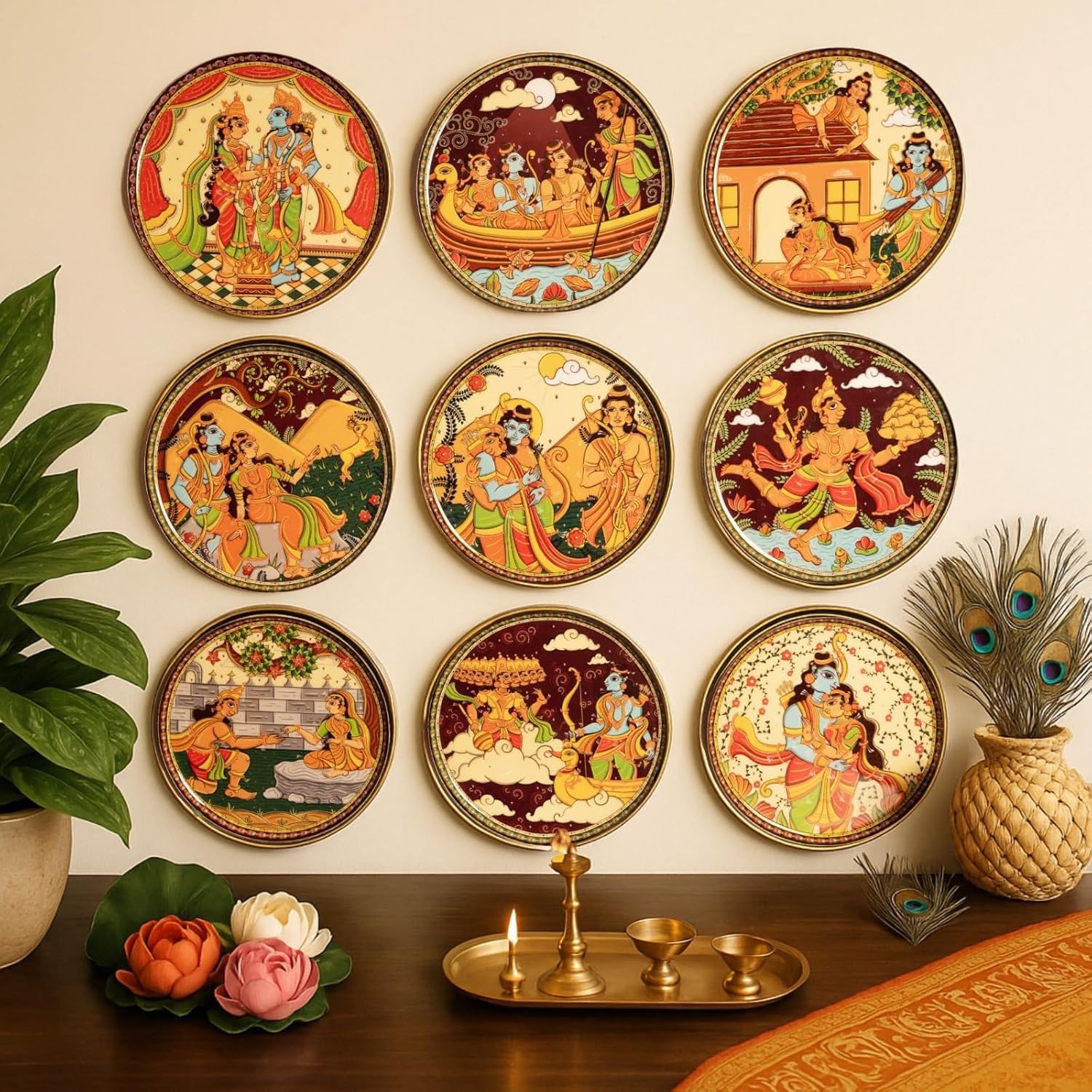 Ramayan Wall Plate for home decor | metal iron wall decor items for living room | gifts for family & friends | home decor and house warming gift items | wall art & showpiece| Set of 9