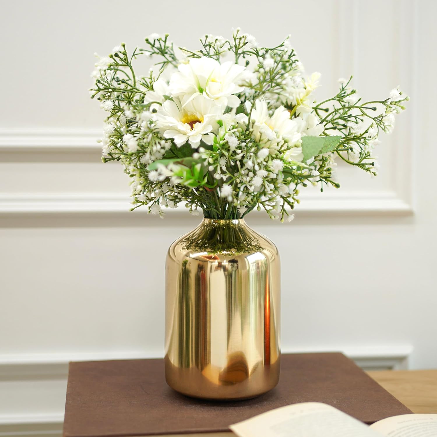 Metal Flower Vase for Home Decor Bedroom Living Room Office Wedding | Table Decorative Item for Festivals Birthday Gold (Flower Not Included, Modern)