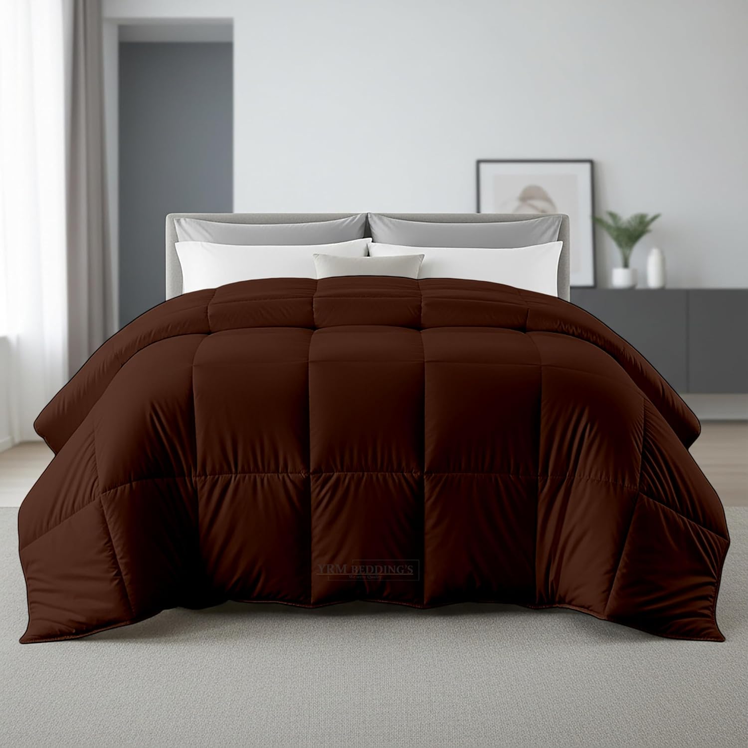 MHC -600 GSM Microfiber Comforter Set Double Bed (90x100 Inches) |Ultra Soft Warm,Durable Stitching, Lightweight|Blanket for Winter |Chocolate Brown