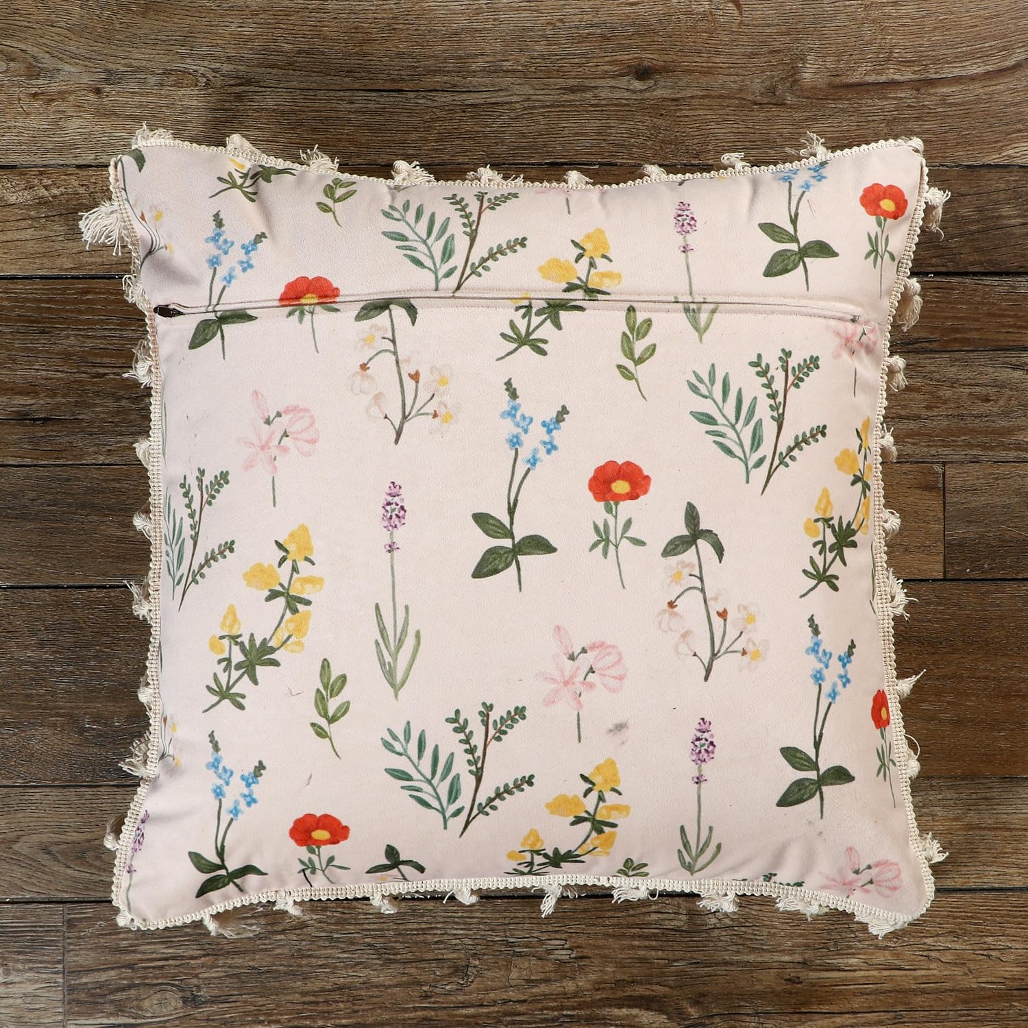 ishro home Premium Cushion Cover Set of 5 | Cushion Cover 16 inch x 16 inch – Soft European Standard Fabric, Frill Design, Machine Washable | (5, Blooming Crane's-Bill, 16x16 Inch)