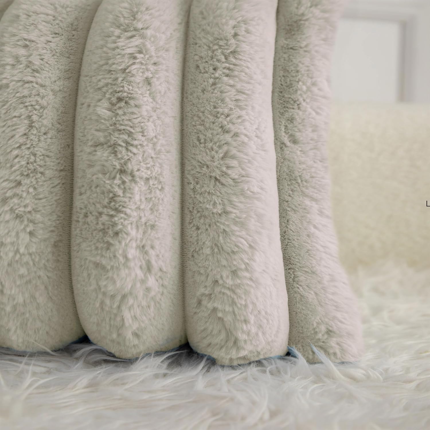 Umi Cushion Covers Luxurious Plush Soft Faux Fur (16x16 Inch) Decorative Cover for Sofa, Set of 2, Taupe