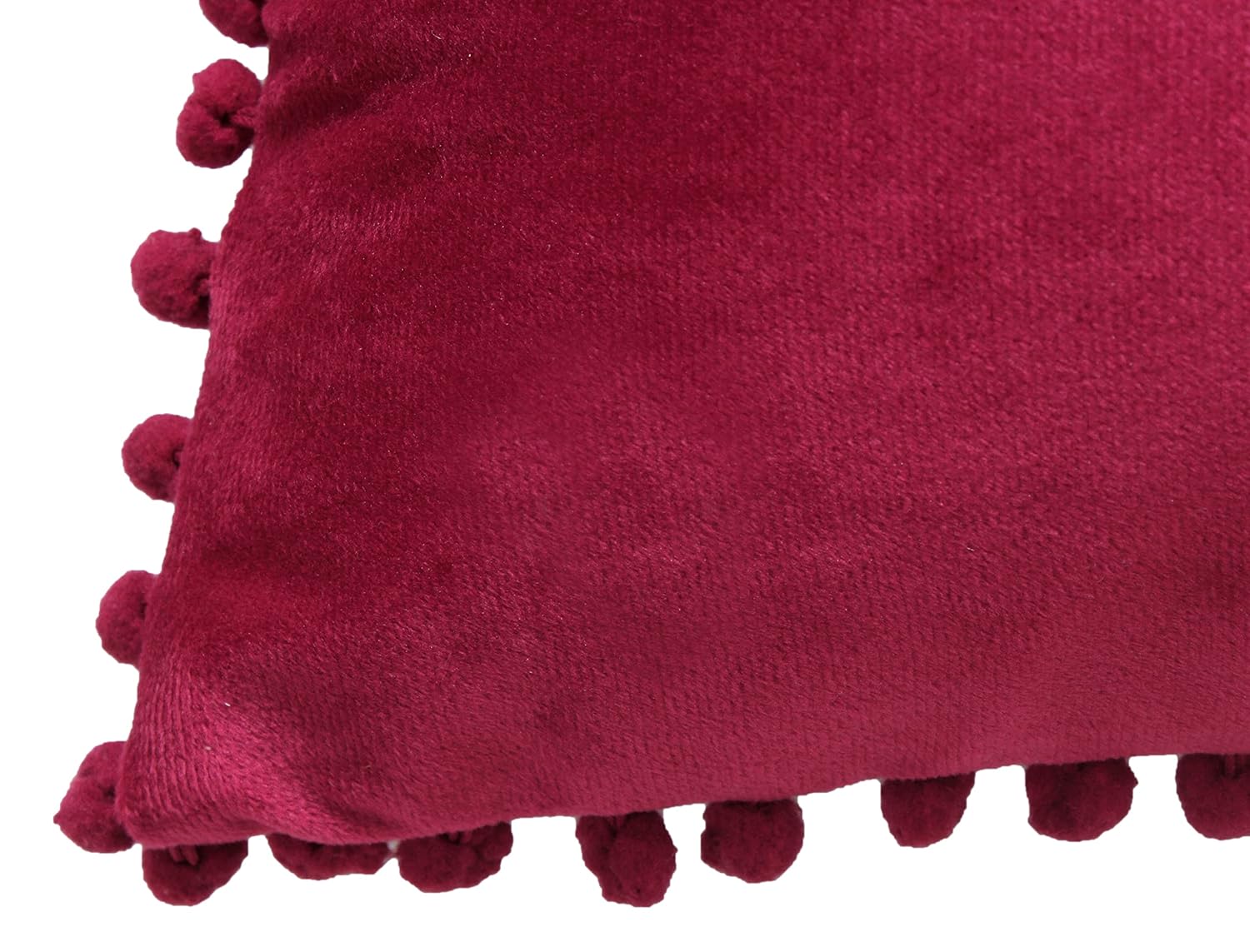 Amazon Brand - Umi Velvet Pompom Cushion Cover 16x16 Inch - Set of 2 Large Square Throw Pillow Covers for Sofa Living Room or Home Decor in Wine Color