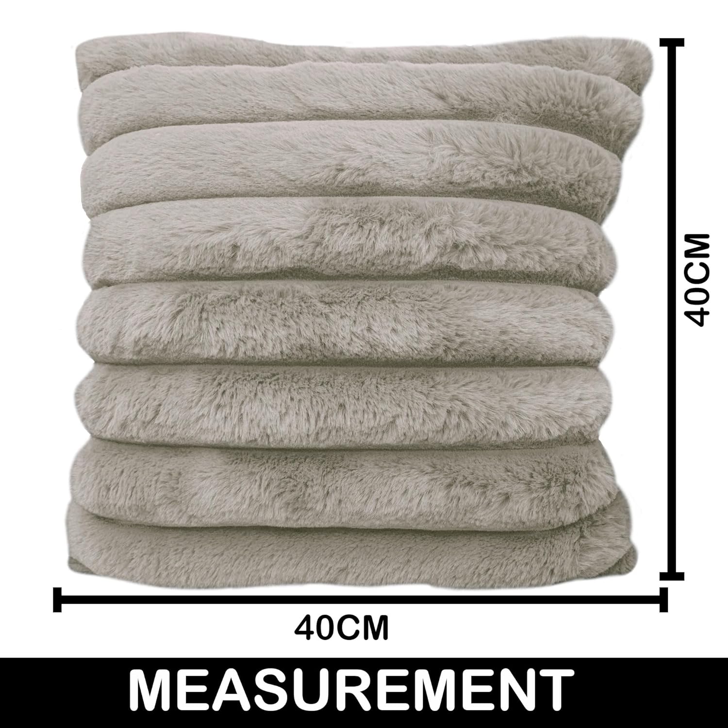 Umi Cushion Covers Luxurious Plush Soft Faux Fur (16x16 Inch) Decorative Cover for Sofa, Set of 2, Taupe