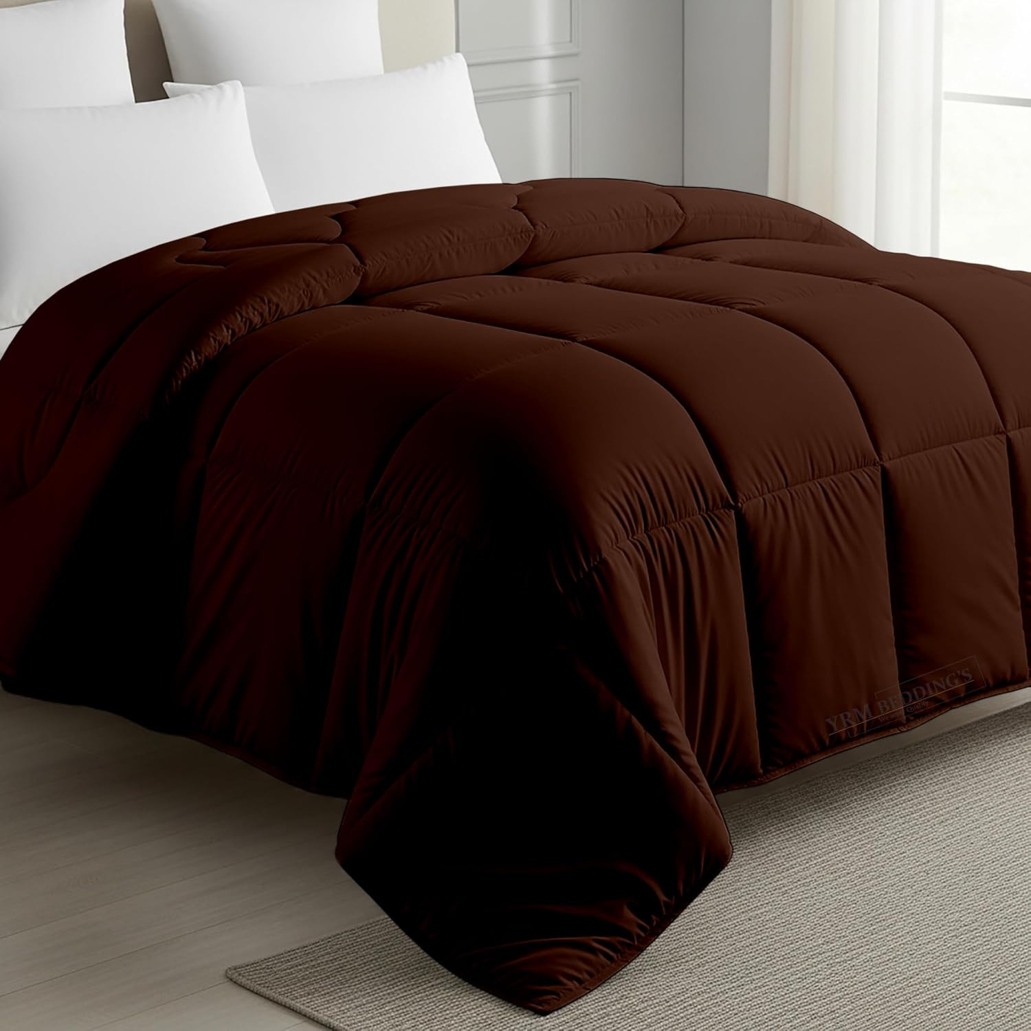 MHC -600 GSM Microfiber Comforter Set Double Bed (90x100 Inches) |Ultra Soft Warm,Durable Stitching, Lightweight|Blanket for Winter |Chocolate Brown