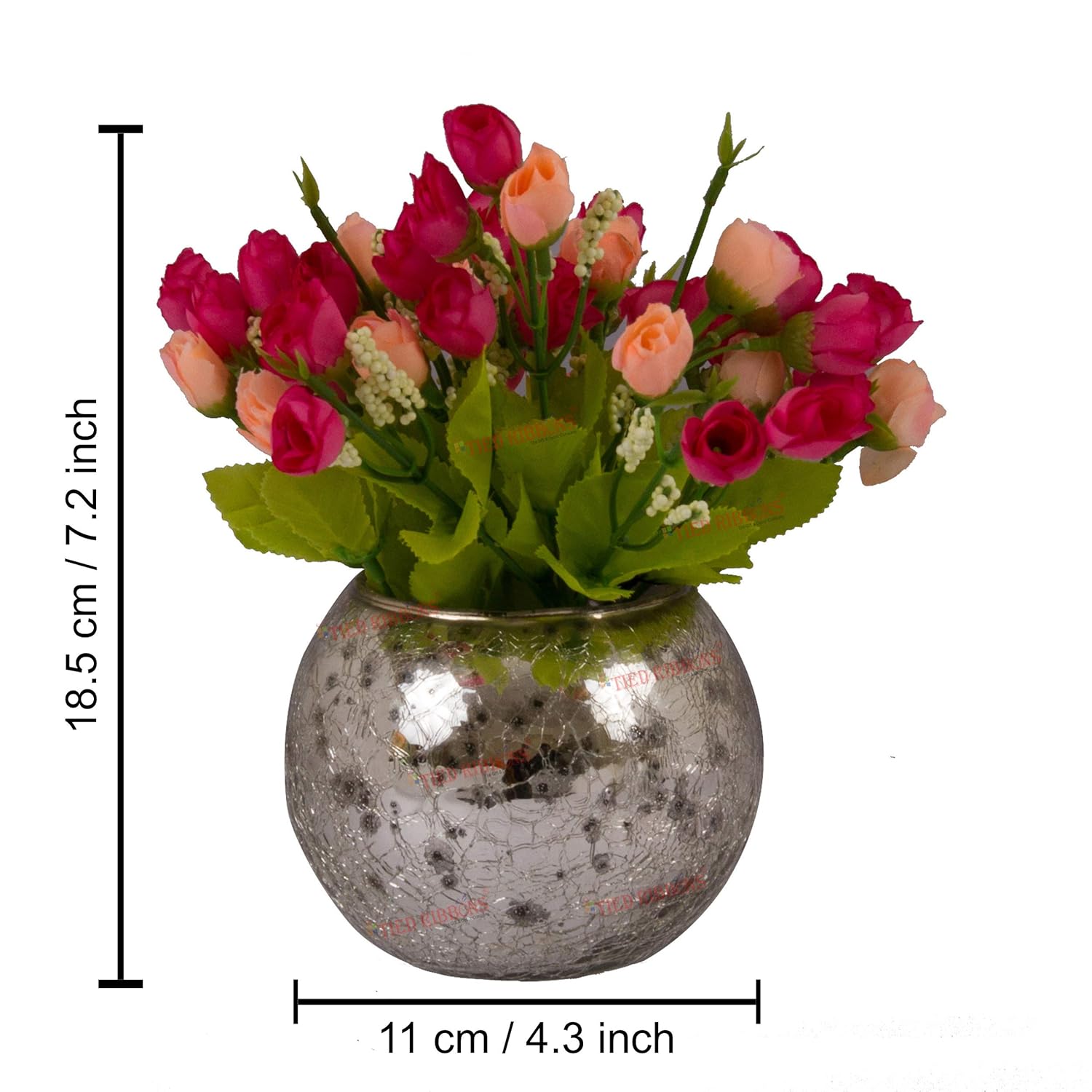 Flowers with Mercury Glass Vase for Home Decor Center Table Bedroom Living Room and Office Decoration (Multicolor)