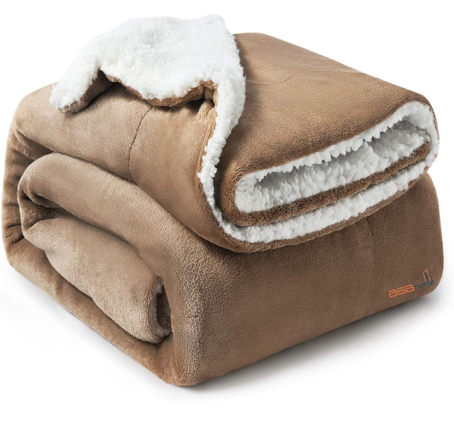 BSB HOME Polyester Micromink Summer Ac/Mild Winter/Heavy Winter Sherpa Blanket Super Soft Flannel Solid/Plain, Brown, Size 150 X 228 Cms (Approx 4X7 Ft) (Single), 200 TC