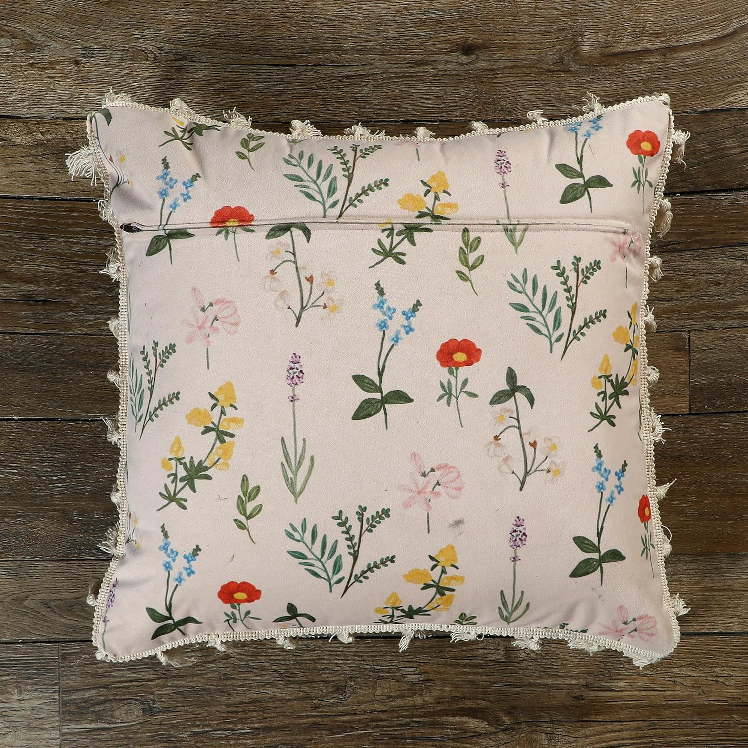 ishro home Premium Cushion Cover Set of 5 | Cushion Cover 16 inch x 16 inch – Soft European Standard Fabric, Frill Design, Machine Washable | (5, Blooming Crane's-Bill, 16x16 Inch)