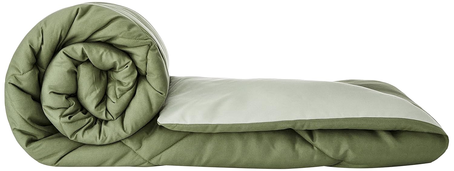 Amazon Brand - Solimo Microfibre Reversible Comforter, Double (Mossy Green & Pistachio Green, 200 GSM)