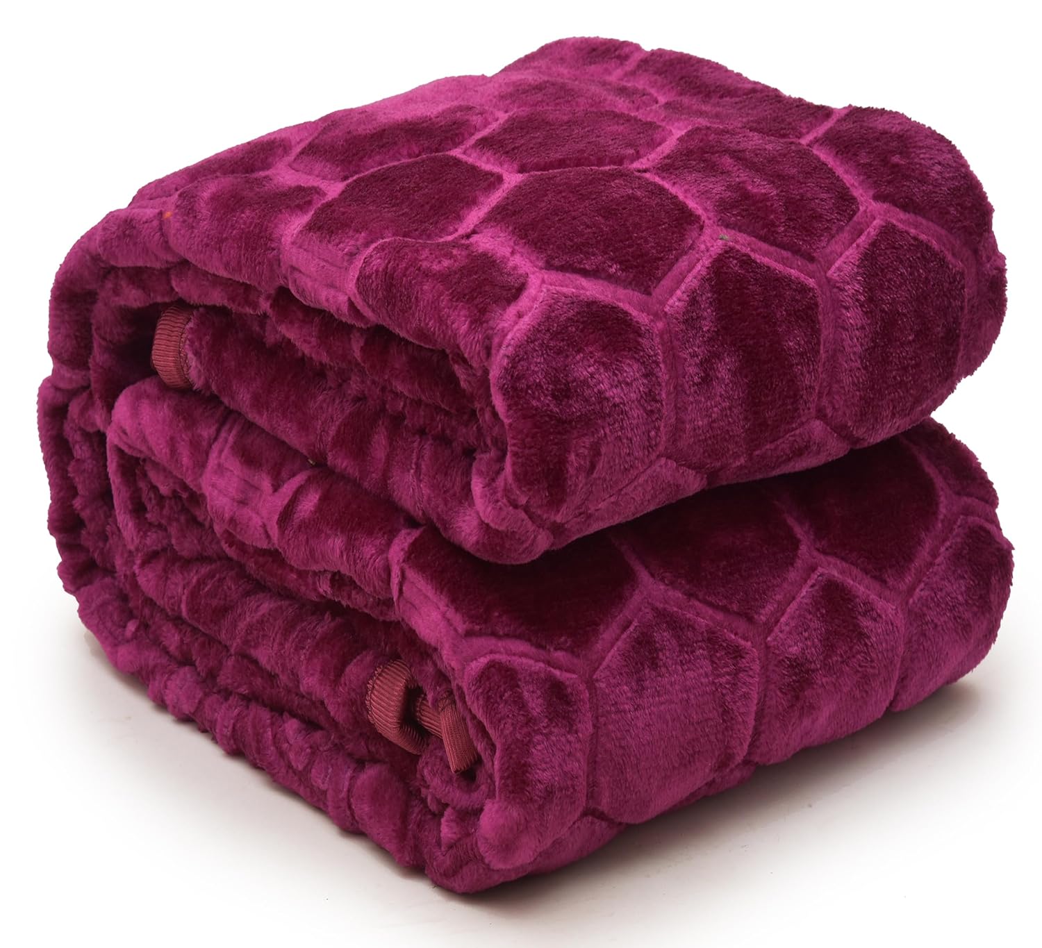 BENAVJI Mink Floral Embossed Super Soft AC Bed Velvet for Winter Blanket (Single, Burgundy)