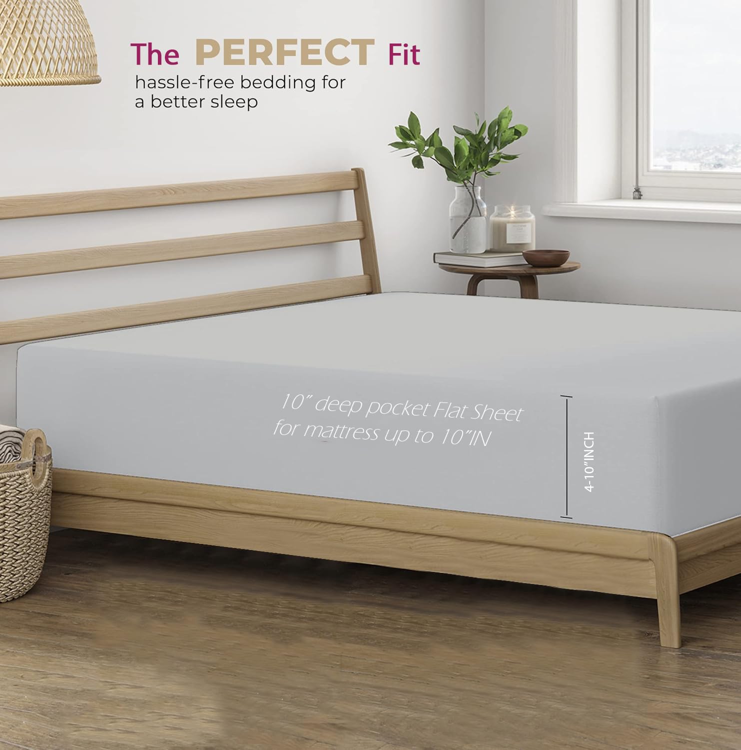 Pure 100% Cotton 400TC Plain Single Size Bedsheet with 1 Pillow Cover (54 x 90 Inch, Silver Grey)