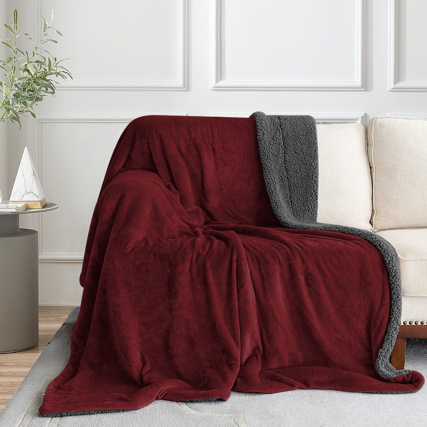 Homestan Fleece Sherpa Blanket for Winter Single Bed 400GSM,Soft Quilt Blanket for Comfort & Warmth (60X90 Inches, Maroon)
