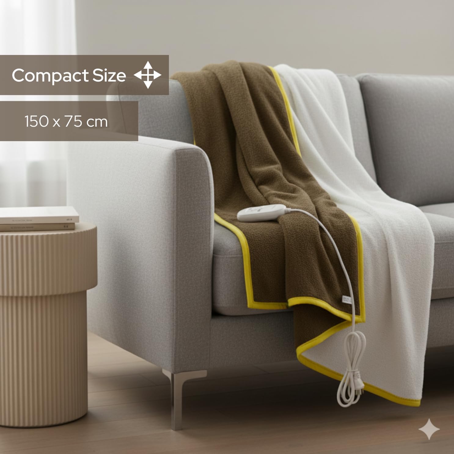 Utopia Bedding Electric Blanket for Under and Over Bed Use Safe and Secure Heating Blanket for Winter with Overheat Protection Fast Heating Soft Fabric Comfort for Single Bed 76x152 cm (Brown)