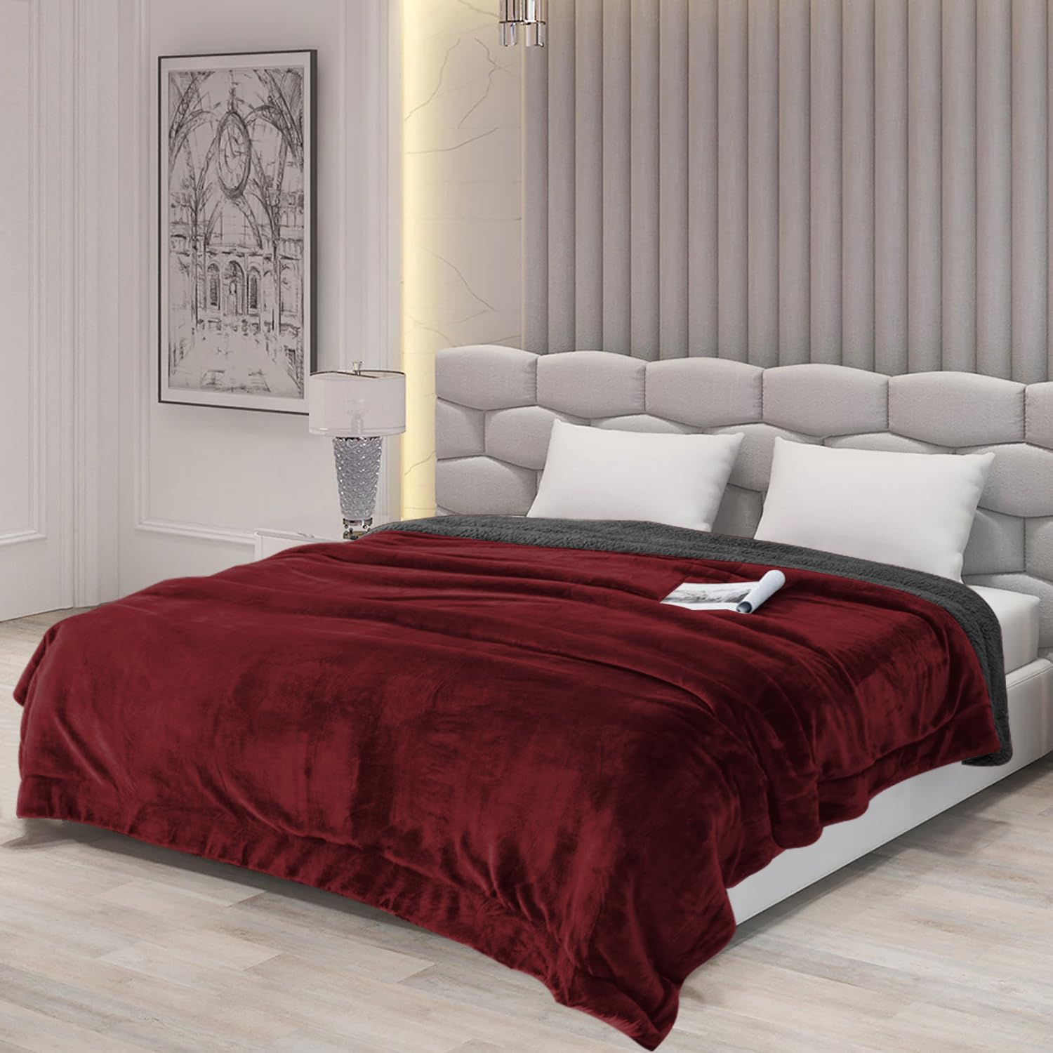 Homestan Fleece Sherpa Blanket for Winter Single Bed 400GSM,Soft Quilt Blanket for Comfort & Warmth (60X90 Inches, Maroon)