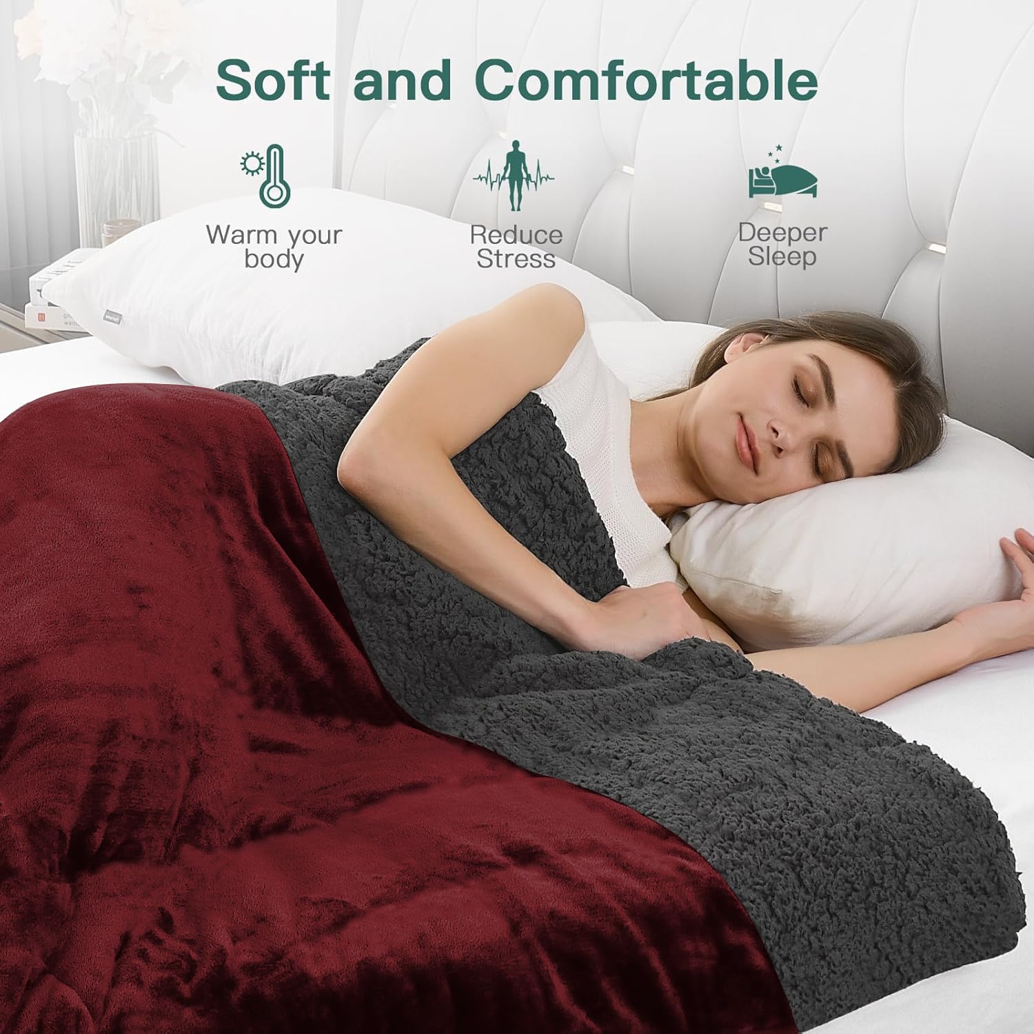 Homestan Fleece Sherpa Blanket for Winter Single Bed 400GSM,Soft Quilt Blanket for Comfort & Warmth (60X90 Inches, Maroon)